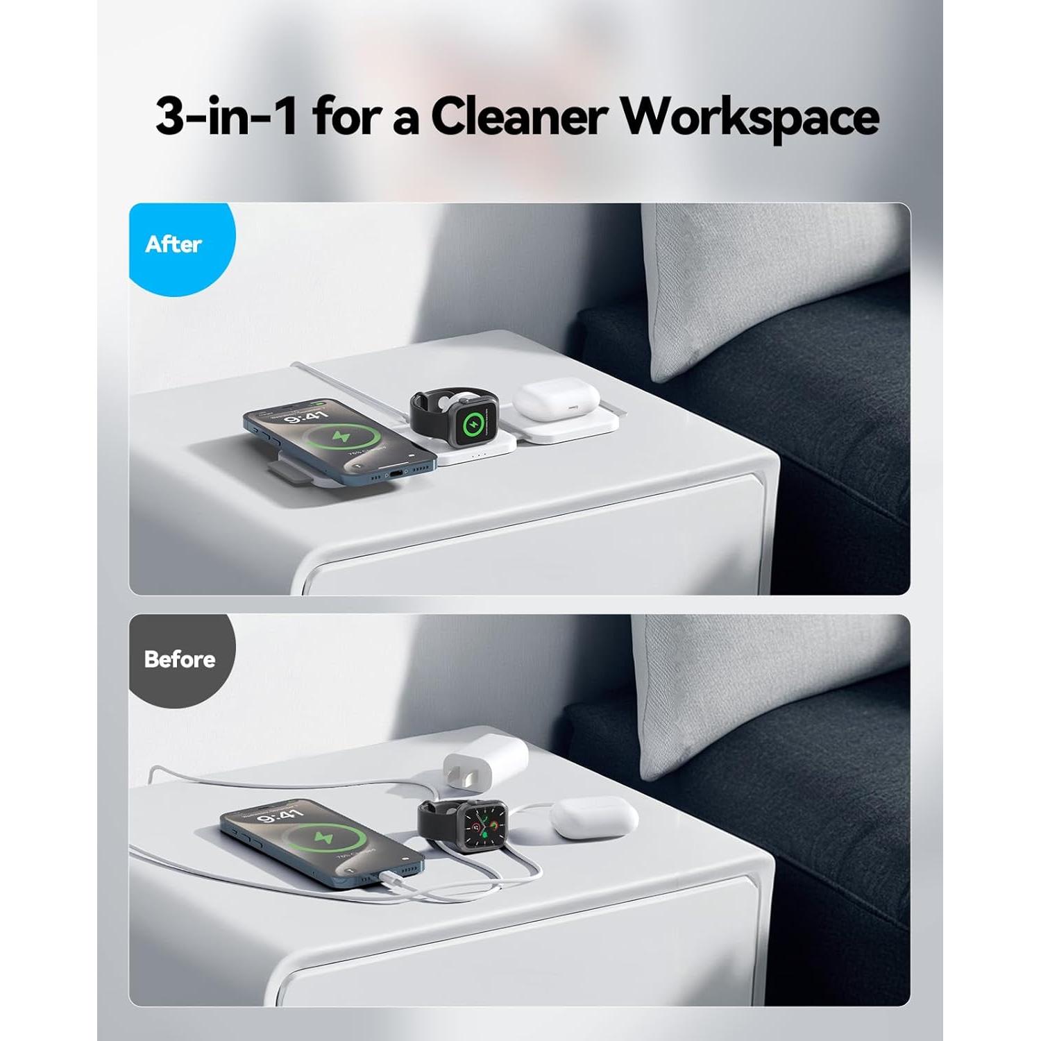 Estación de Carga Inalámbrica 3 en 1 Apple AD02 Rápida Magnética