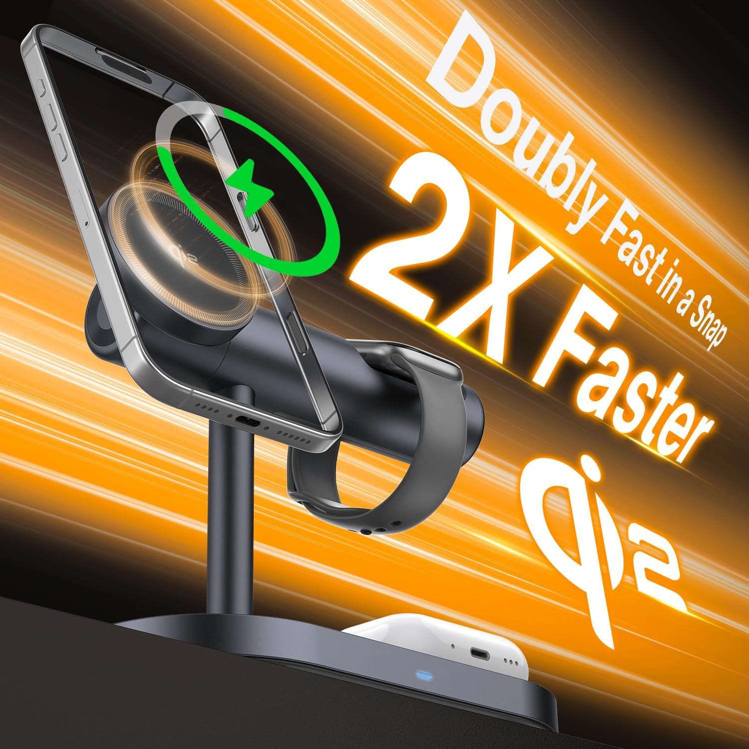 Cargador Inalámbrico 4 en 1 iVANKY Qi2 para iPhone 17, Apple Watch y AirPods