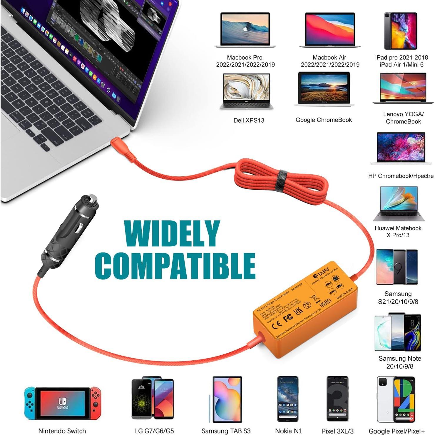 Cargador de Coche Taifu 100W USB-C para Portátil Anker Dell MSI