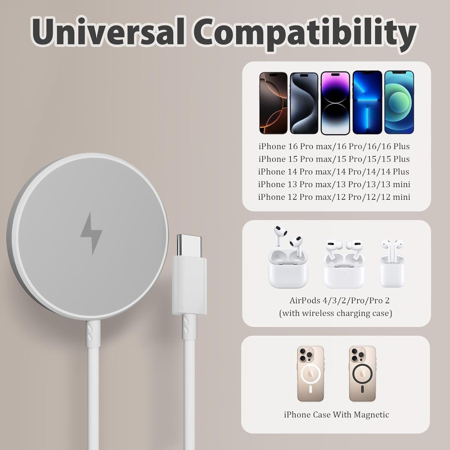 Cargador Inalámbrico Magnético 10FT PD 15W para iPhone