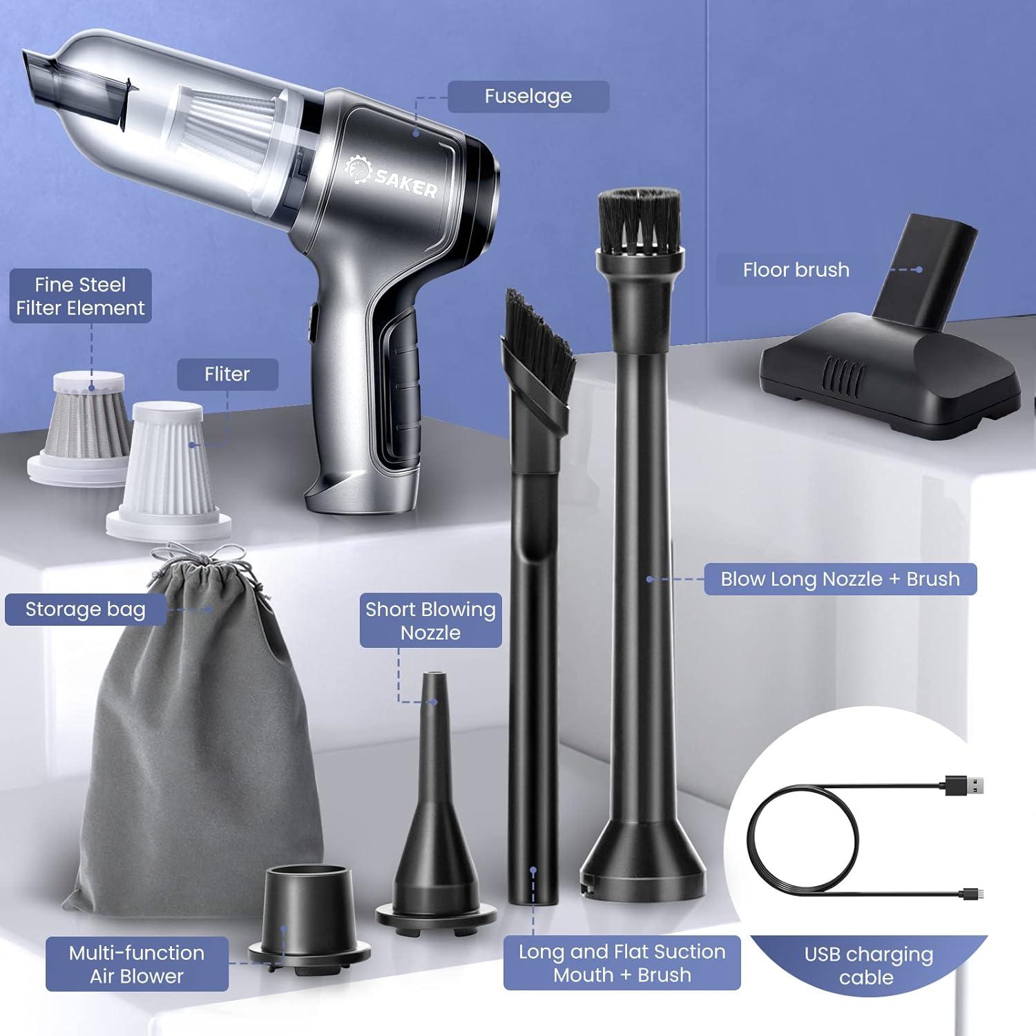 Aspiradora de Mano Saker 3 en 1 Inalámbrica 12000PA Portátil