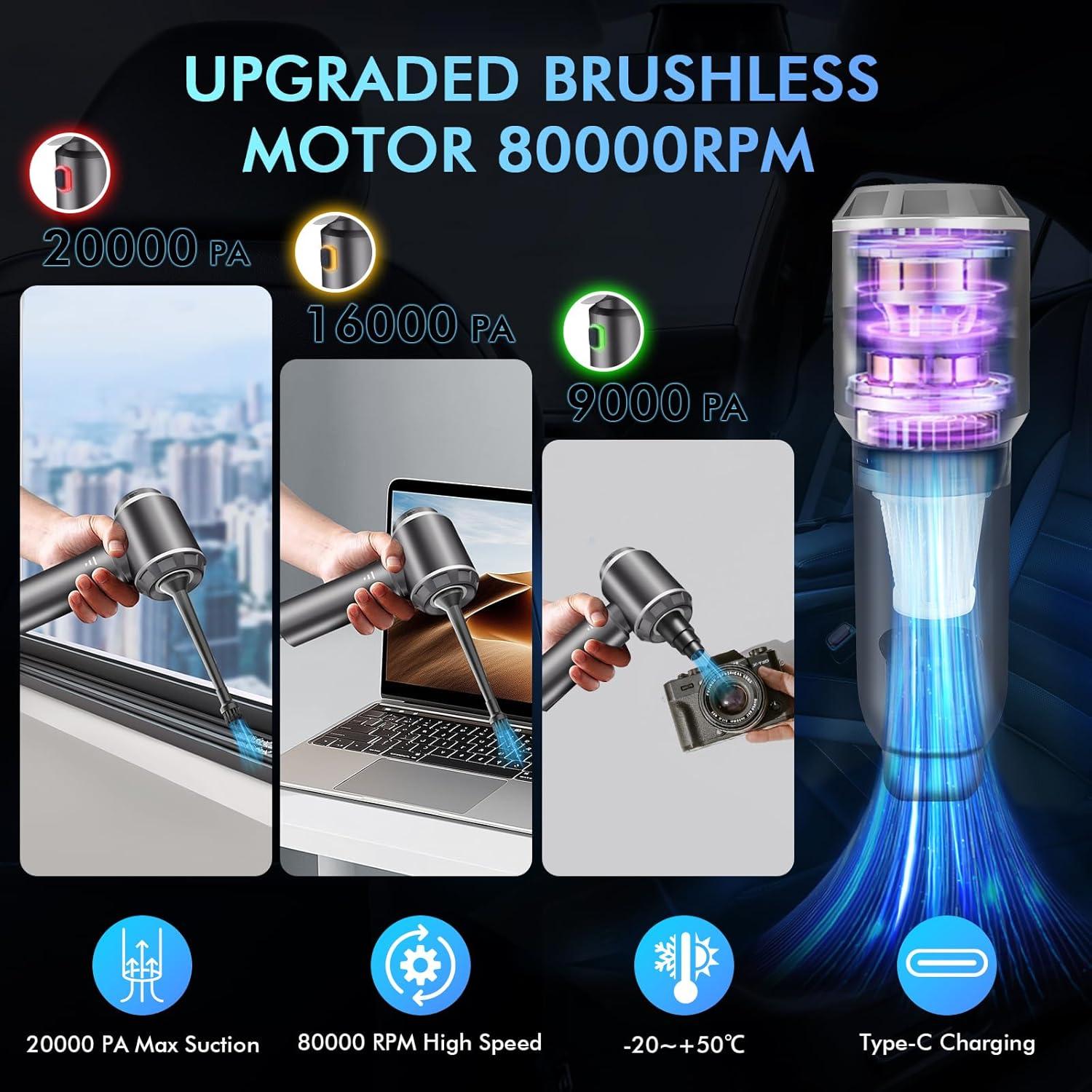 Aspiradora de Coche Inalámbrica TANGOTOK HL-127 20000PA Plata