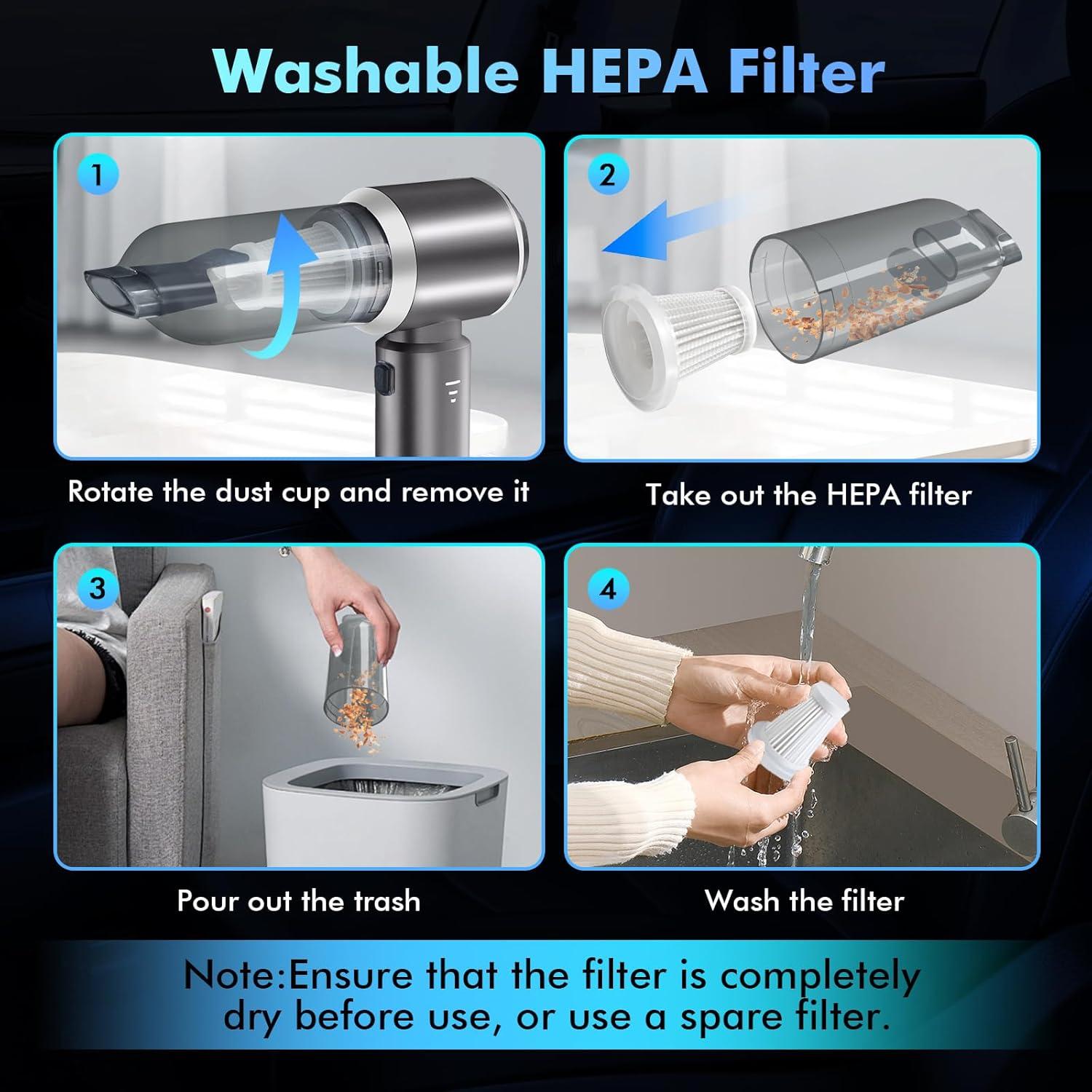 Aspiradora de Coche Inalámbrica TANGOTOK HL-127 20000PA Plata