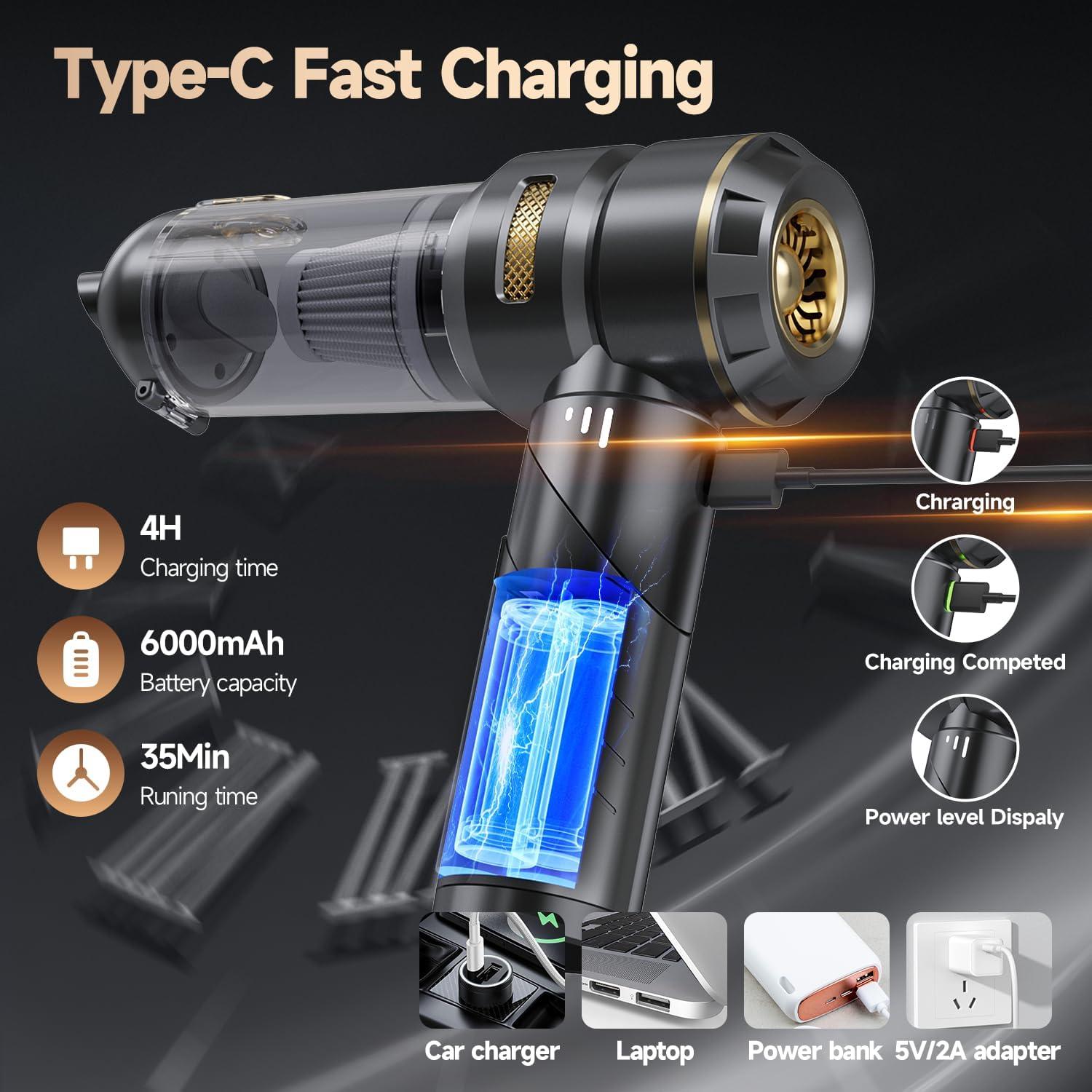 Aspiradora de Coche Portátil Ytbocar HL-121Pro 22000PA Sin Cable