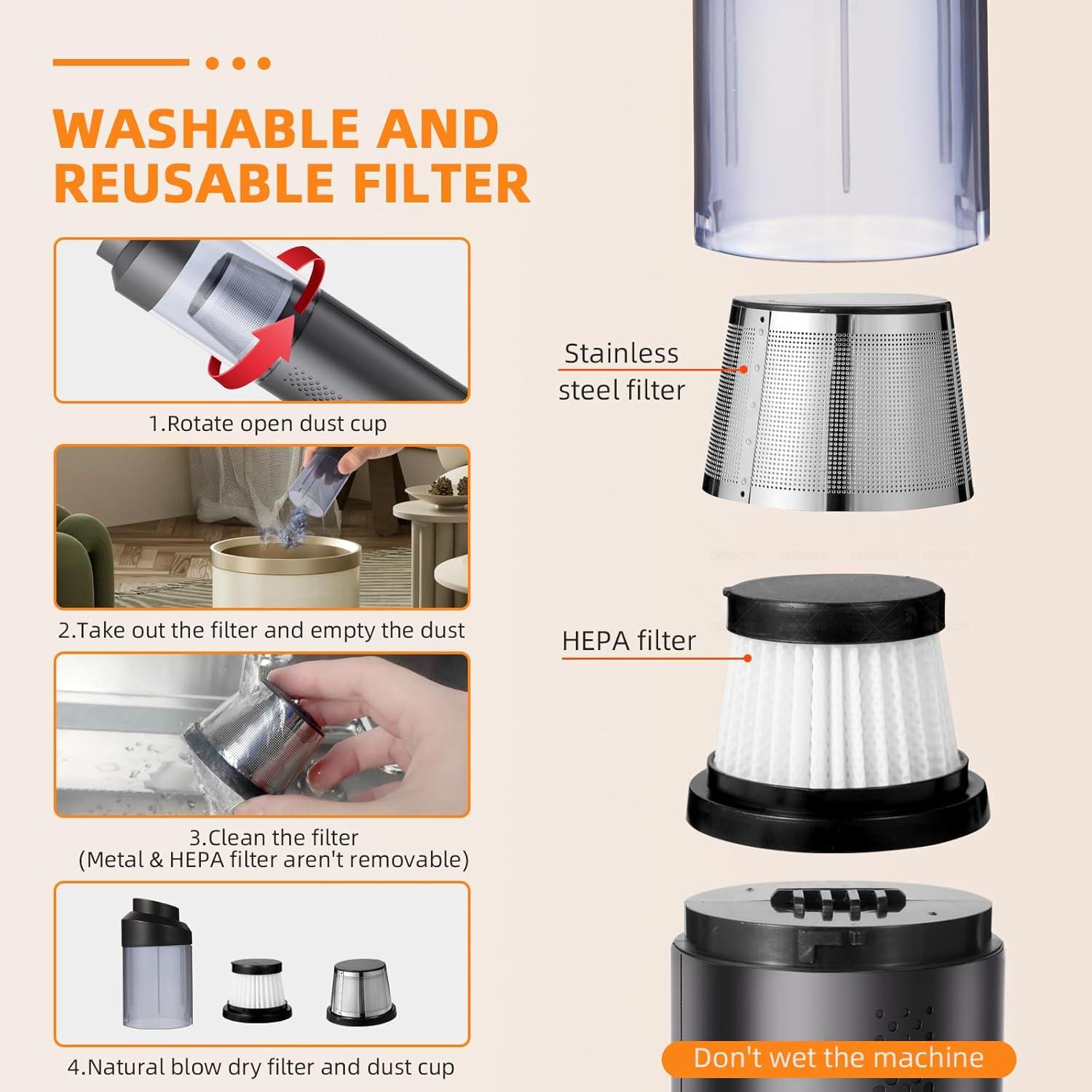 Aspiradora de Coche AILEWING EG-121 Sin Cable 19000Pa 4-en-1