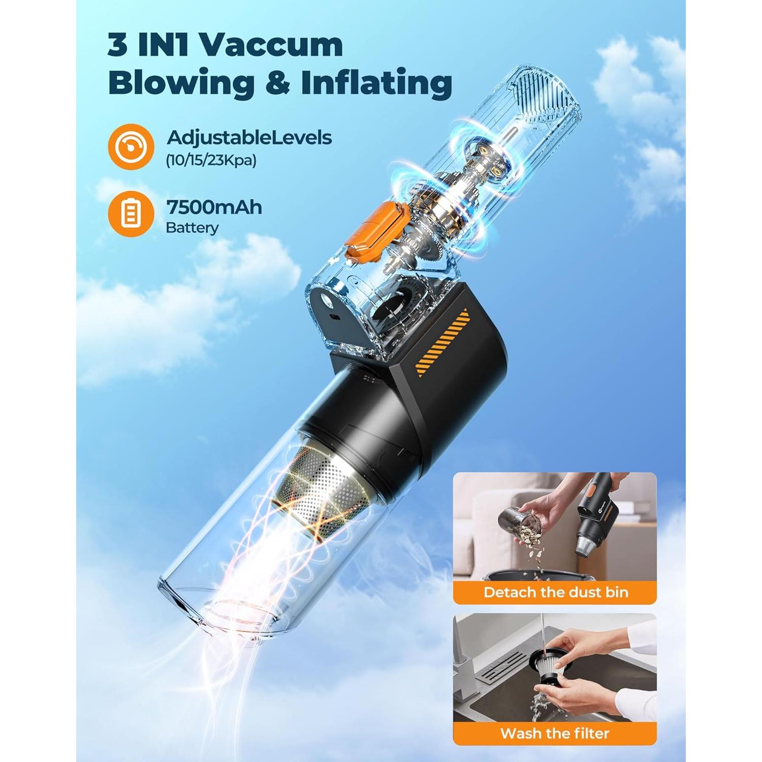 Aspiradora de Coche Ecogenix R1 5 en 1 Sin Cable 260ml