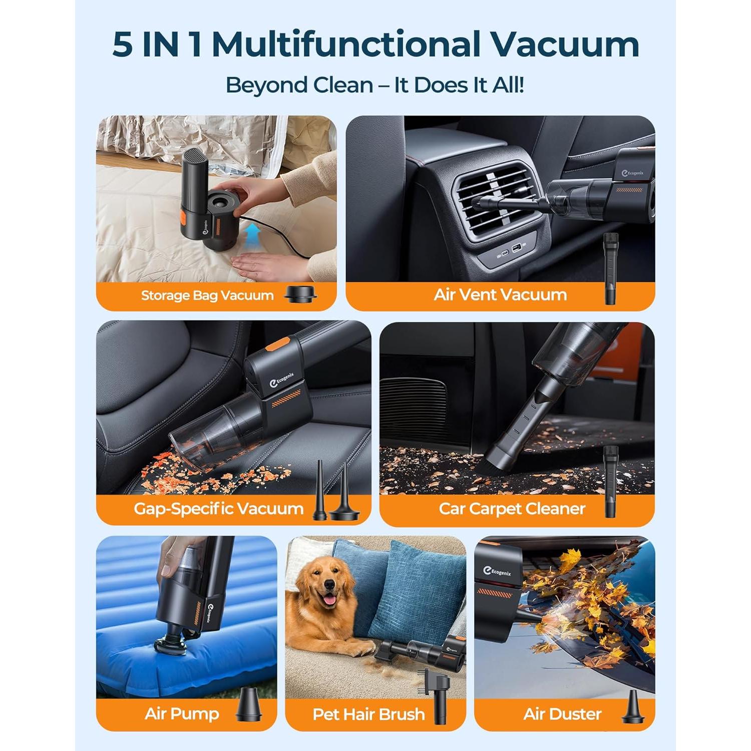 Aspiradora de Coche Ecogenix R1 5 en 1 Sin Cable 260ml