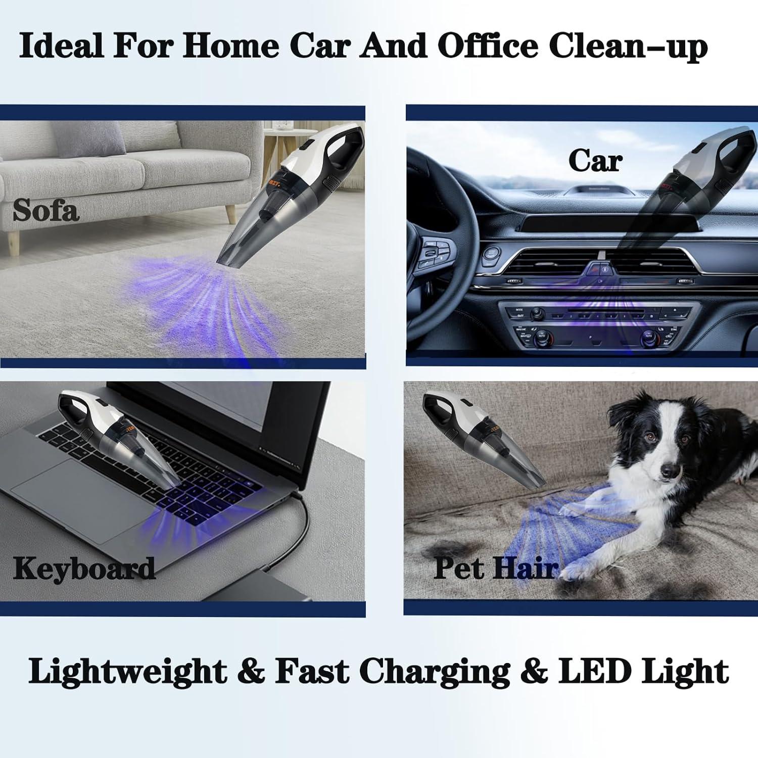 Aspiradora de Mano Inalámbrica BZY 17500Pa Recargable LED