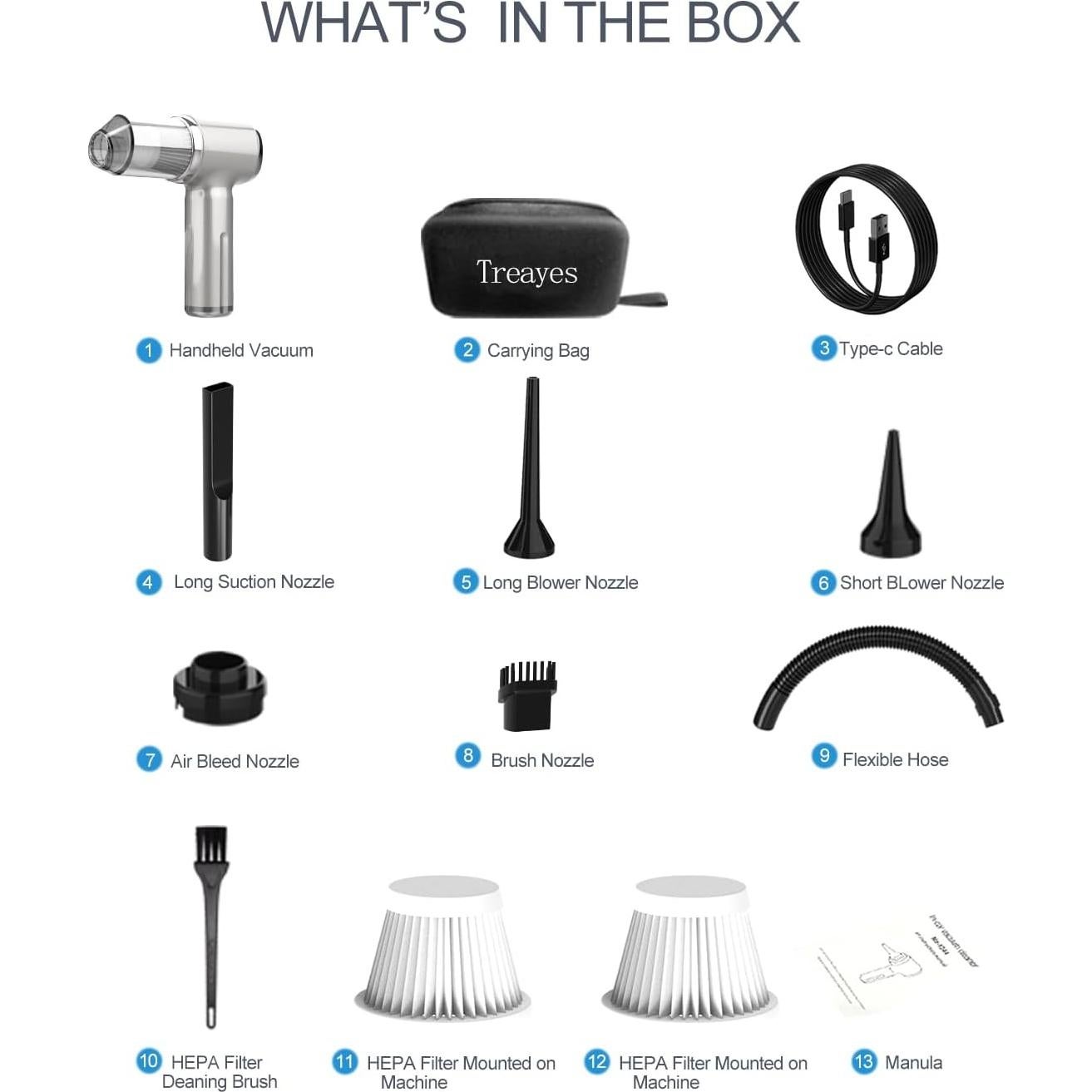 Aspiradora de Mano Treayes Z9 ULTRA 22000PA Sin Cable Plata