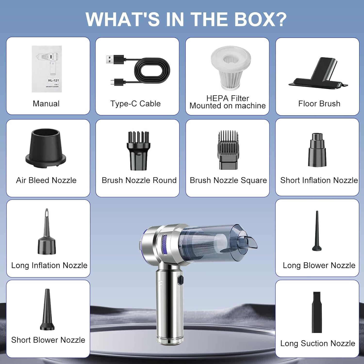 Aspiradora de Coche Portátil HongTaiLanTian 100W 21000Pa