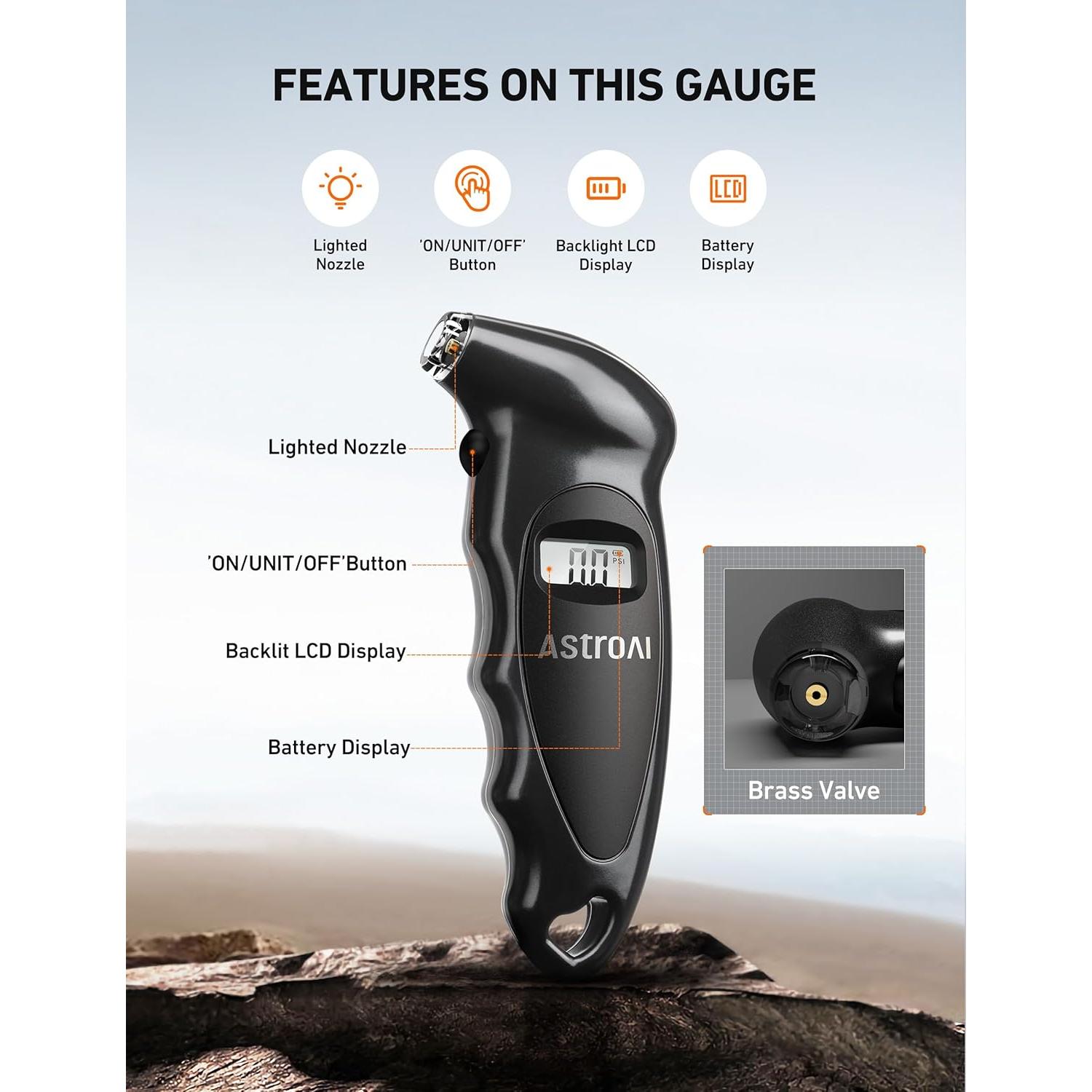 Medidor de Presión de Neumáticos Digital AstroAI - Paquete de 2