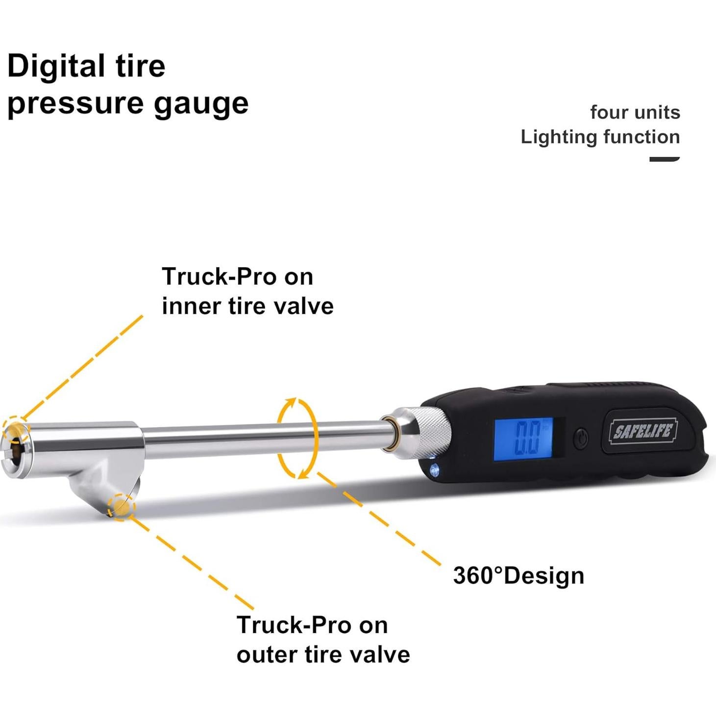 Medidor Digital de Presión de Neumáticos SAFELIFE 230 PSI