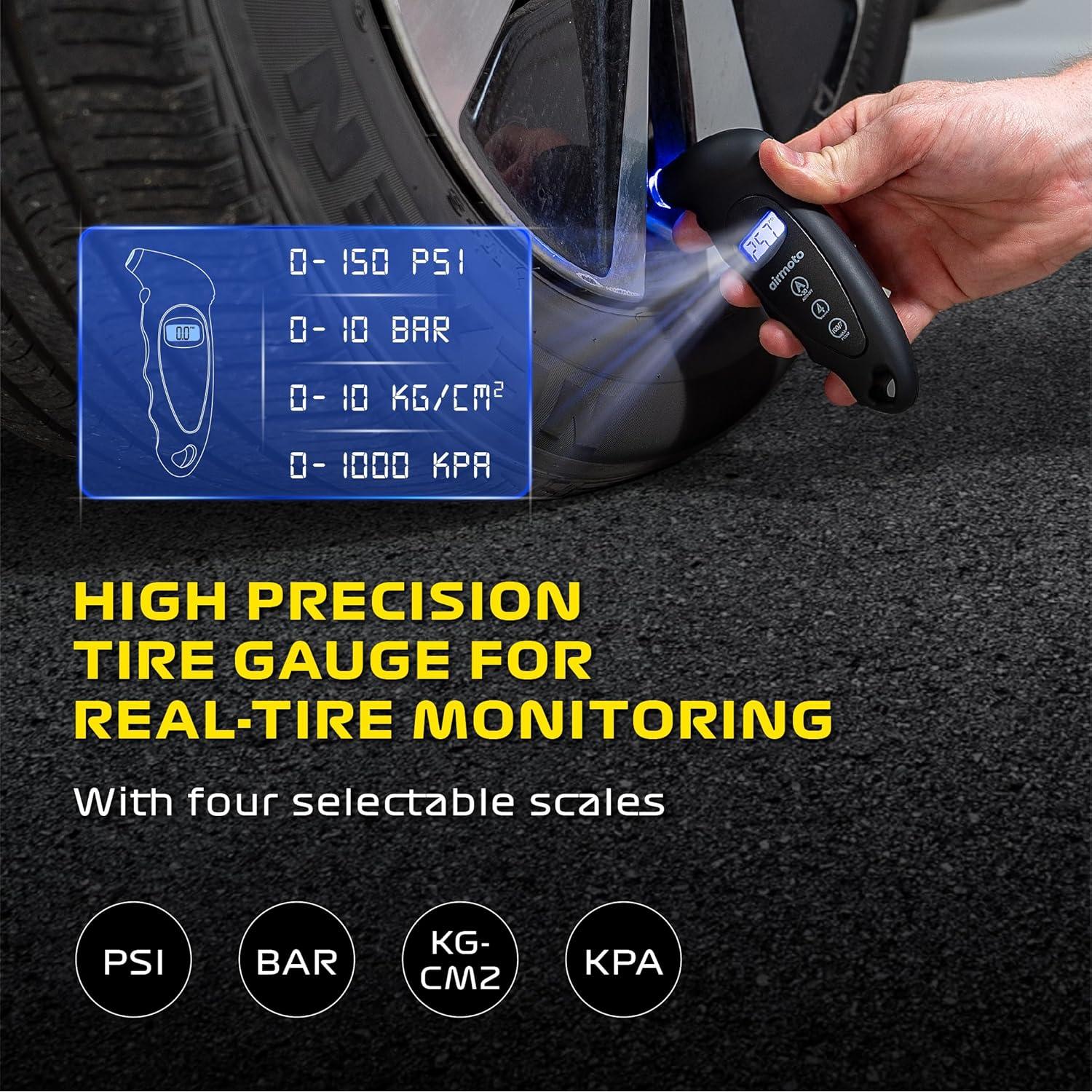 Medidor de Presión de Neumáticos Digital Airmoto 0-10.3bar LCD