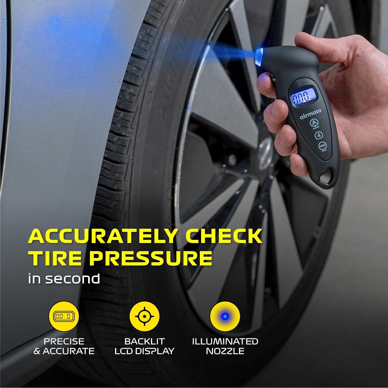 Medidor de Presión de Neumáticos Digital Airmoto 0-10.3bar LCD