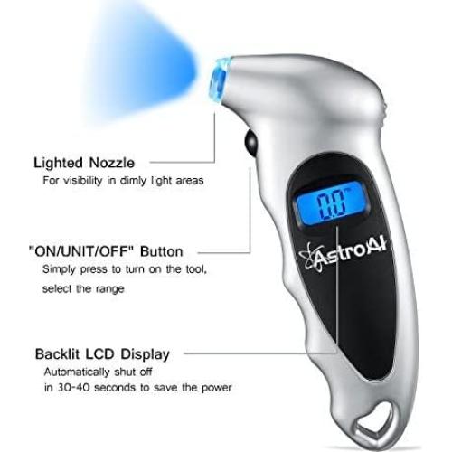 Medidor Digital de Presión de Neumáticos AstroAI 10 Bar + Multímetro Digital