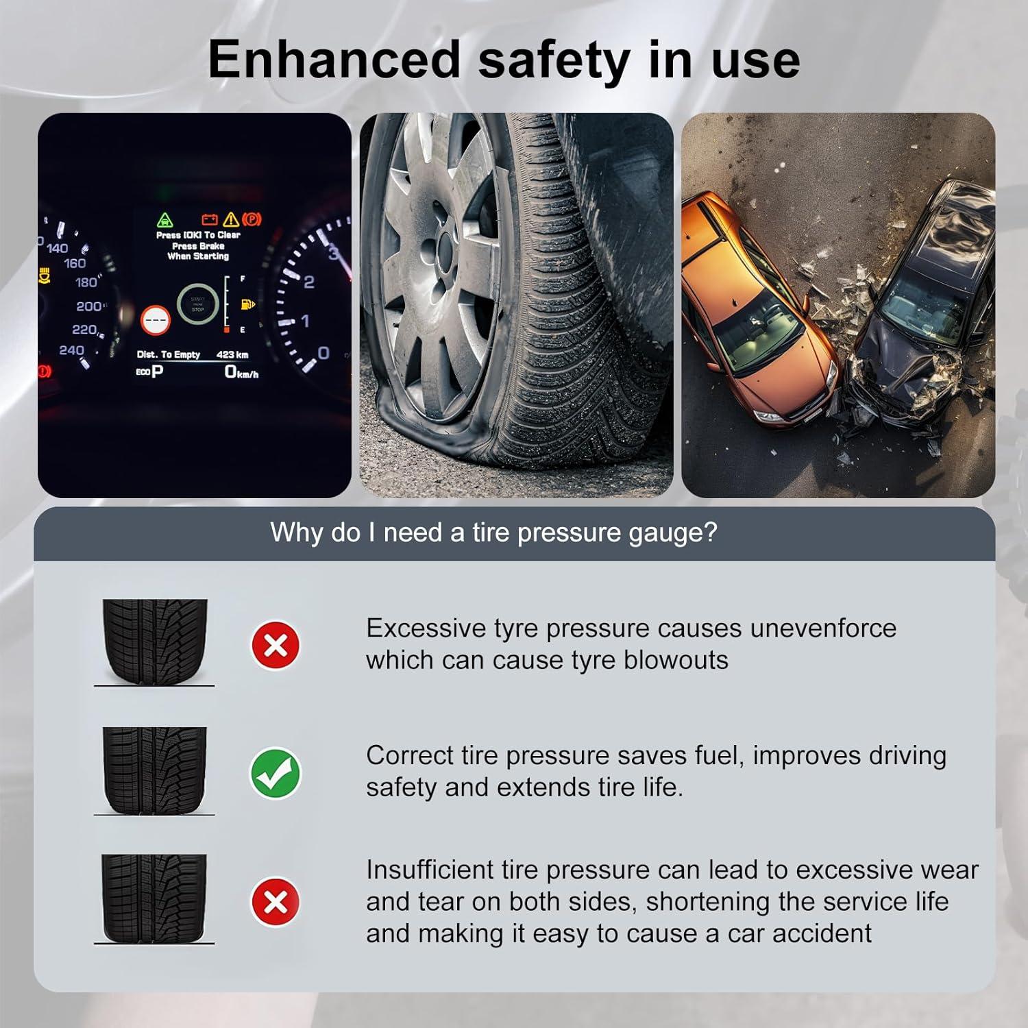 Medidor de presión de neumáticos digital ATsafepro 200 PSI