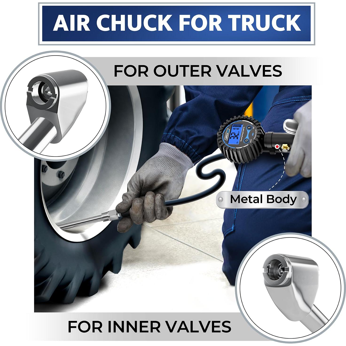 Inflador Digital de Neumáticos Gerchway con Manómetro 3-200 PSI