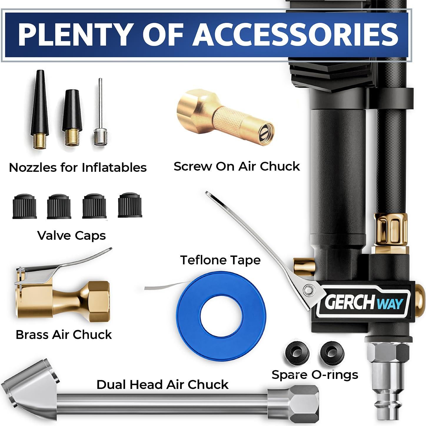 Inflador Digital de Neumáticos Gerchway con Manómetro 3-200 PSI