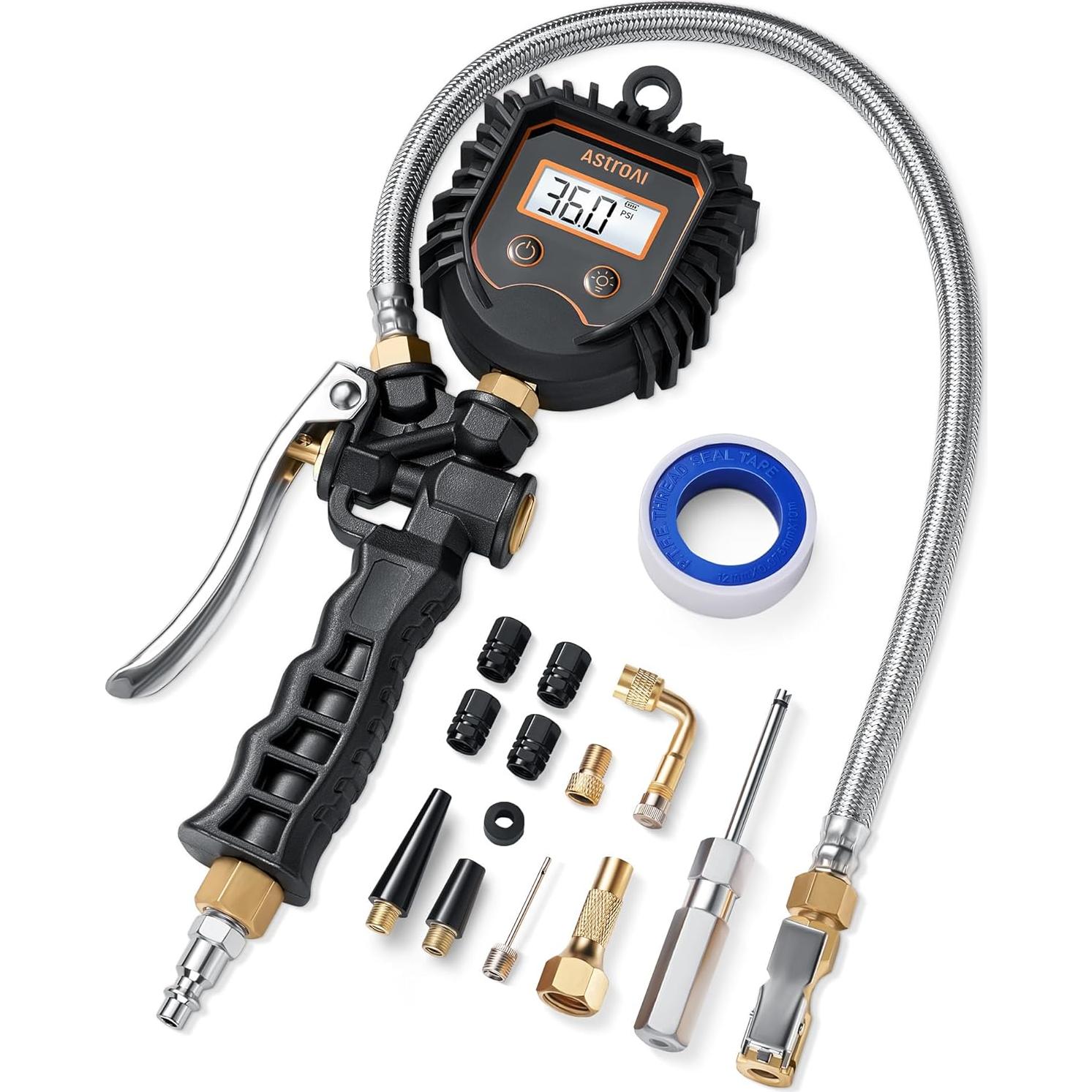 Manómetro Digital de Neumáticos AstroAI 250 PSI con Inflador