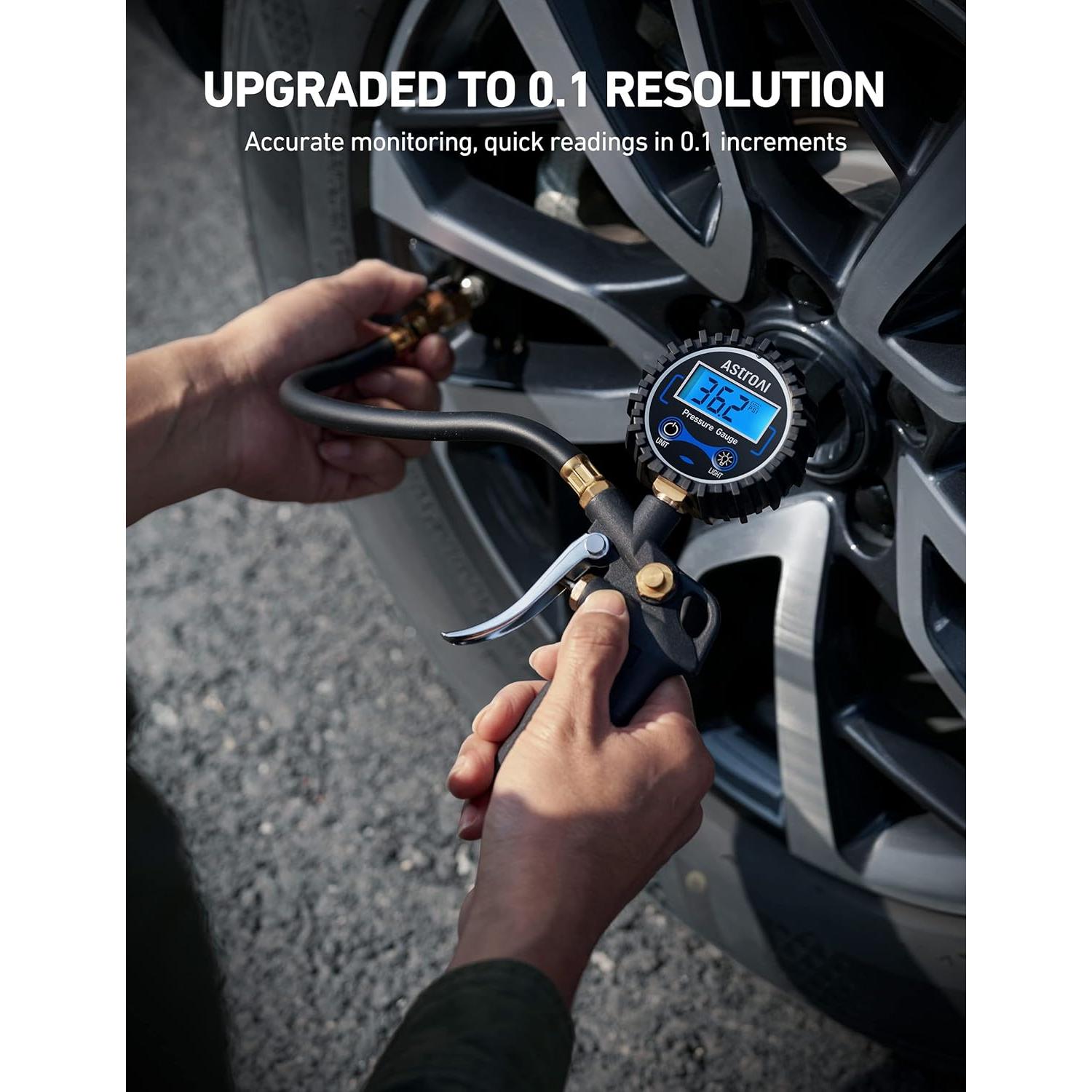 Manómetro Digital de Neumáticos AstroAI 250 PSI con Inflador