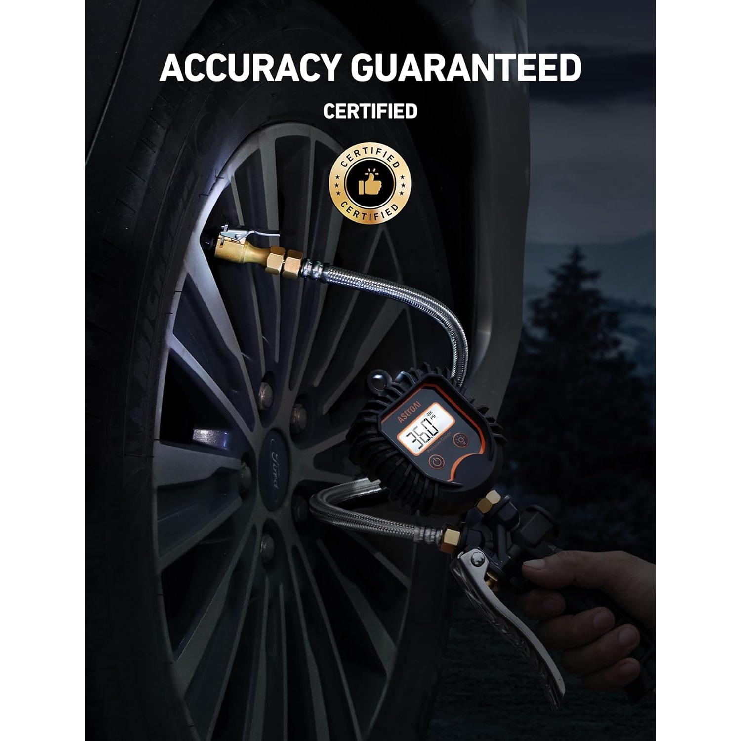 Manómetro Digital de Neumáticos AstroAI 250 PSI con Inflador