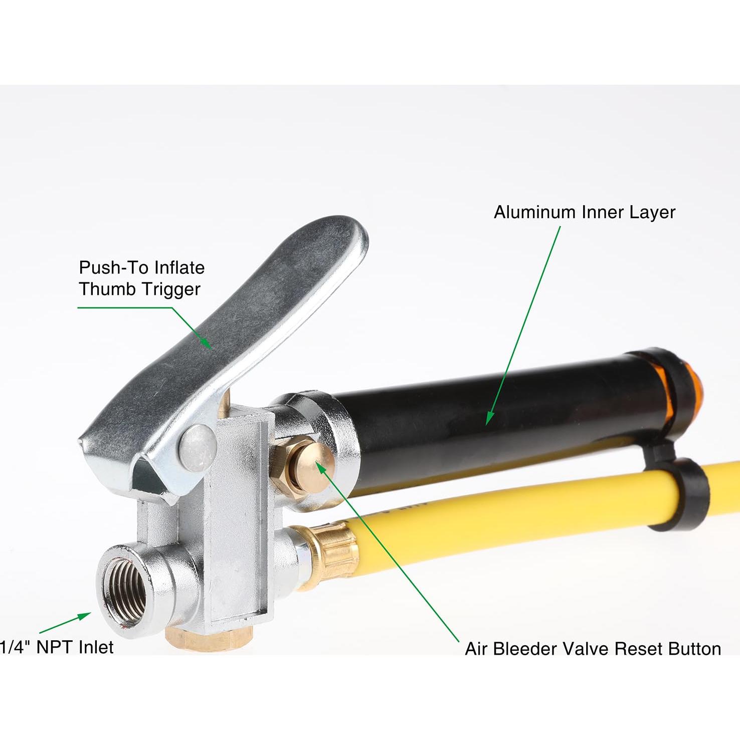 Inflador de Neumáticos Hromee con Medidor 20-120 PSI 33 cm