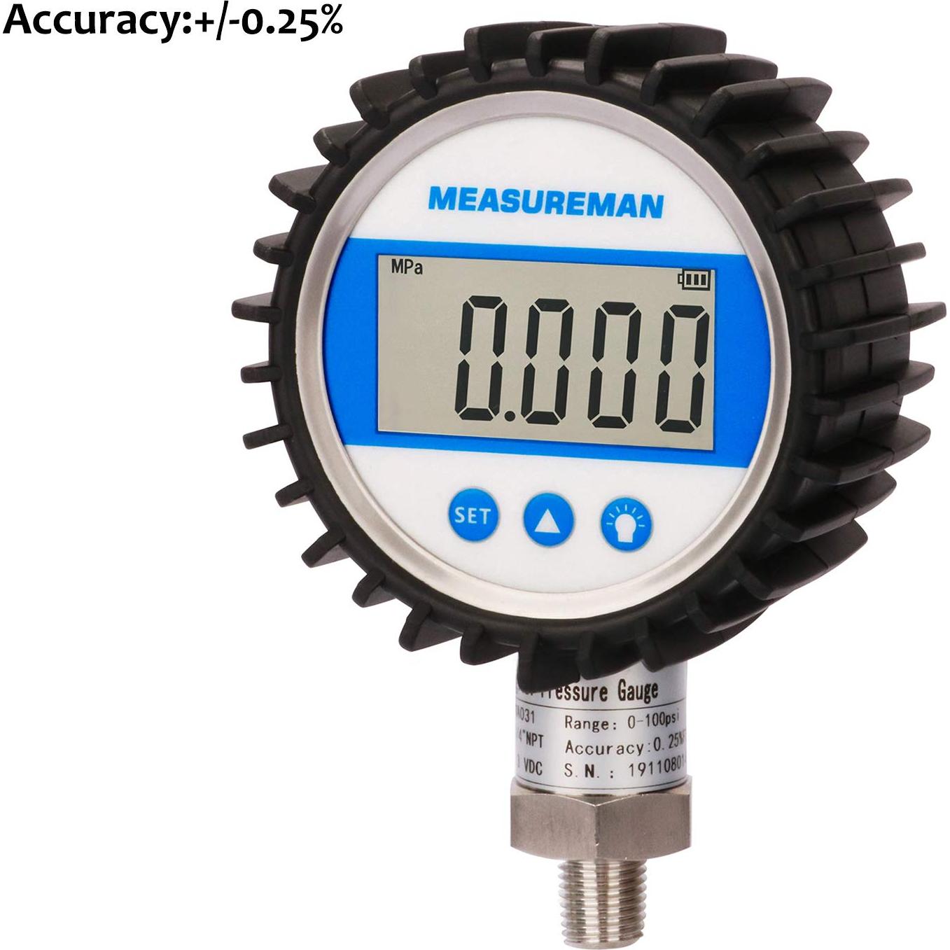 Manómetro Digital Measureman 0-5000psi 3-1/8" Dial Acero Inoxidable