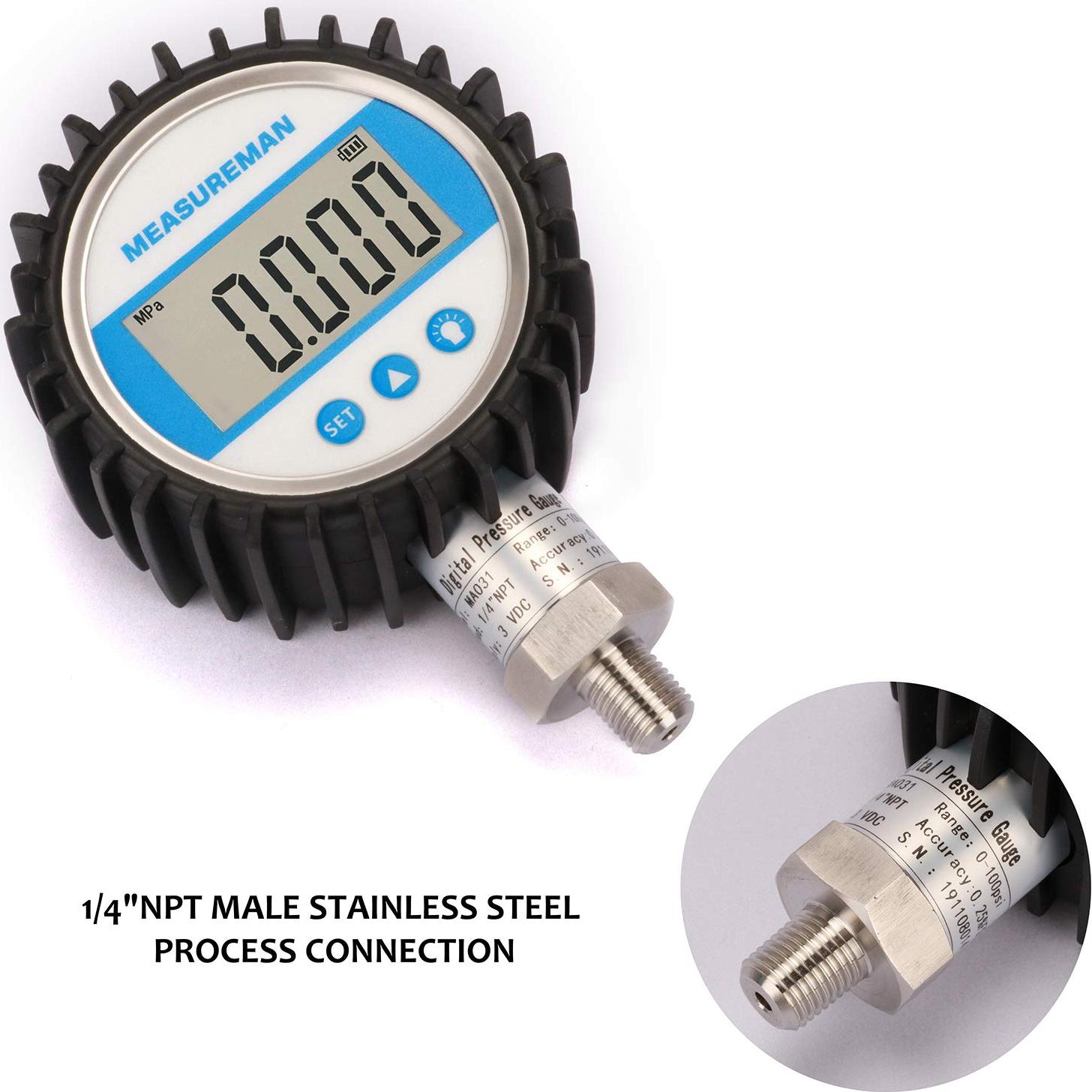 Manómetro Digital Measureman 0-5000psi 3-1/8" Dial Acero Inoxidable