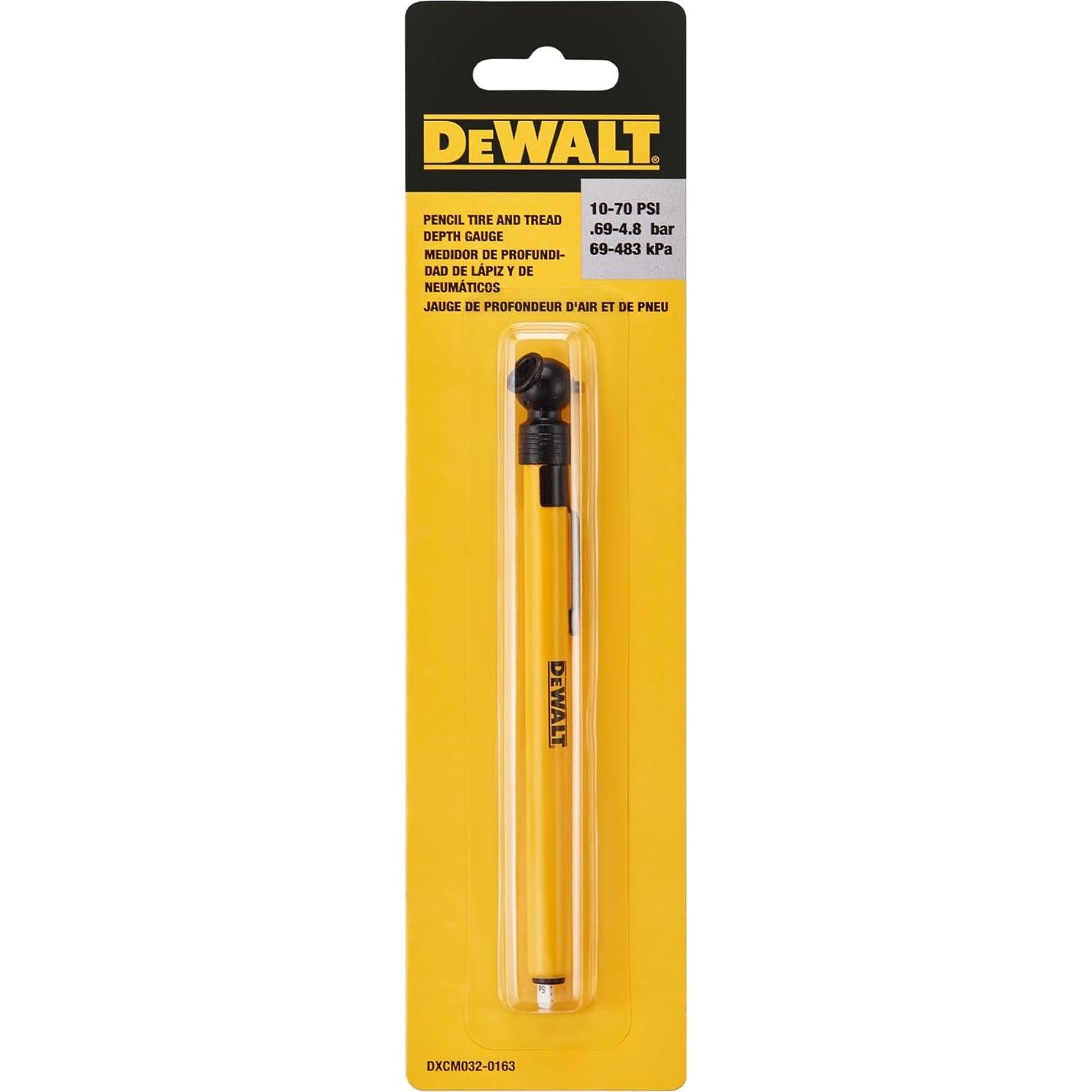 Medidor de Presión de Neumáticos DEWALT 10-70 PSI Compacto