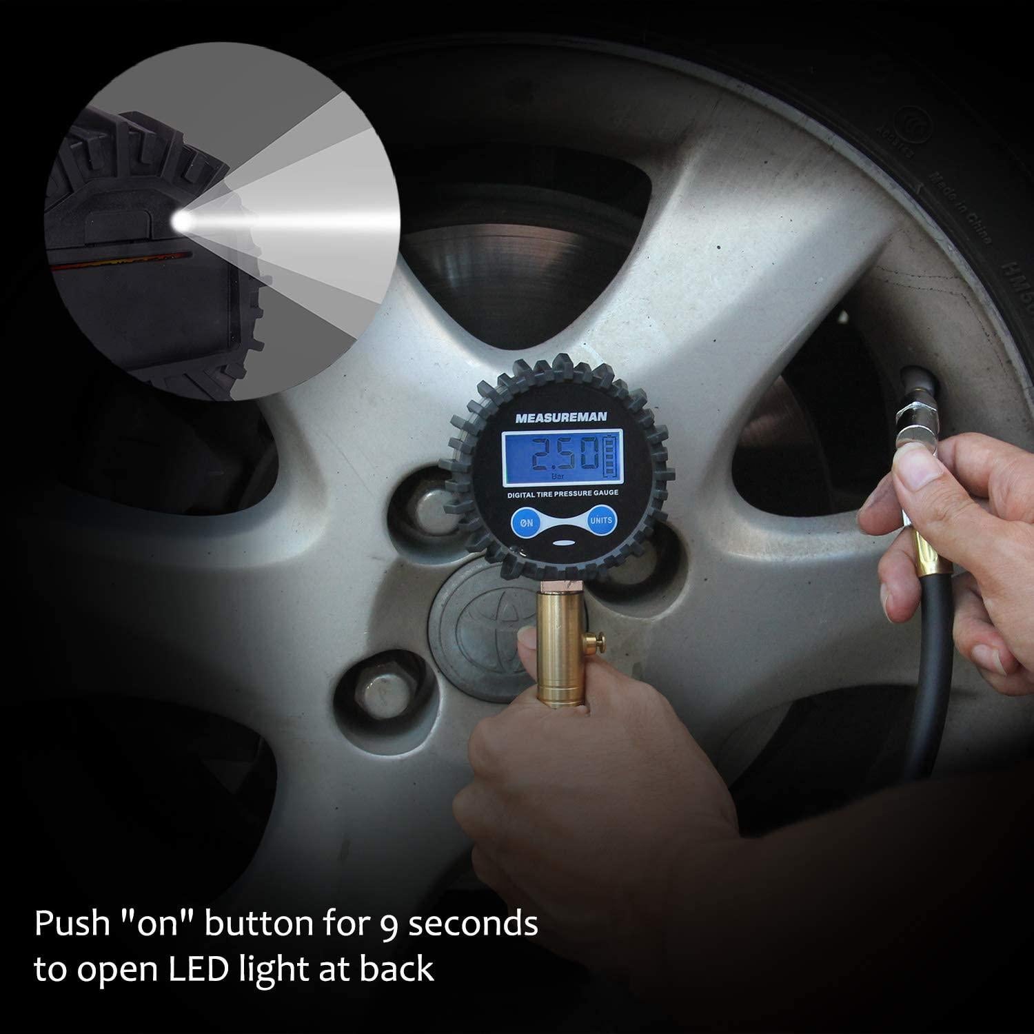 Medidor Digital de Presión de Aire Measureman 0-200psi