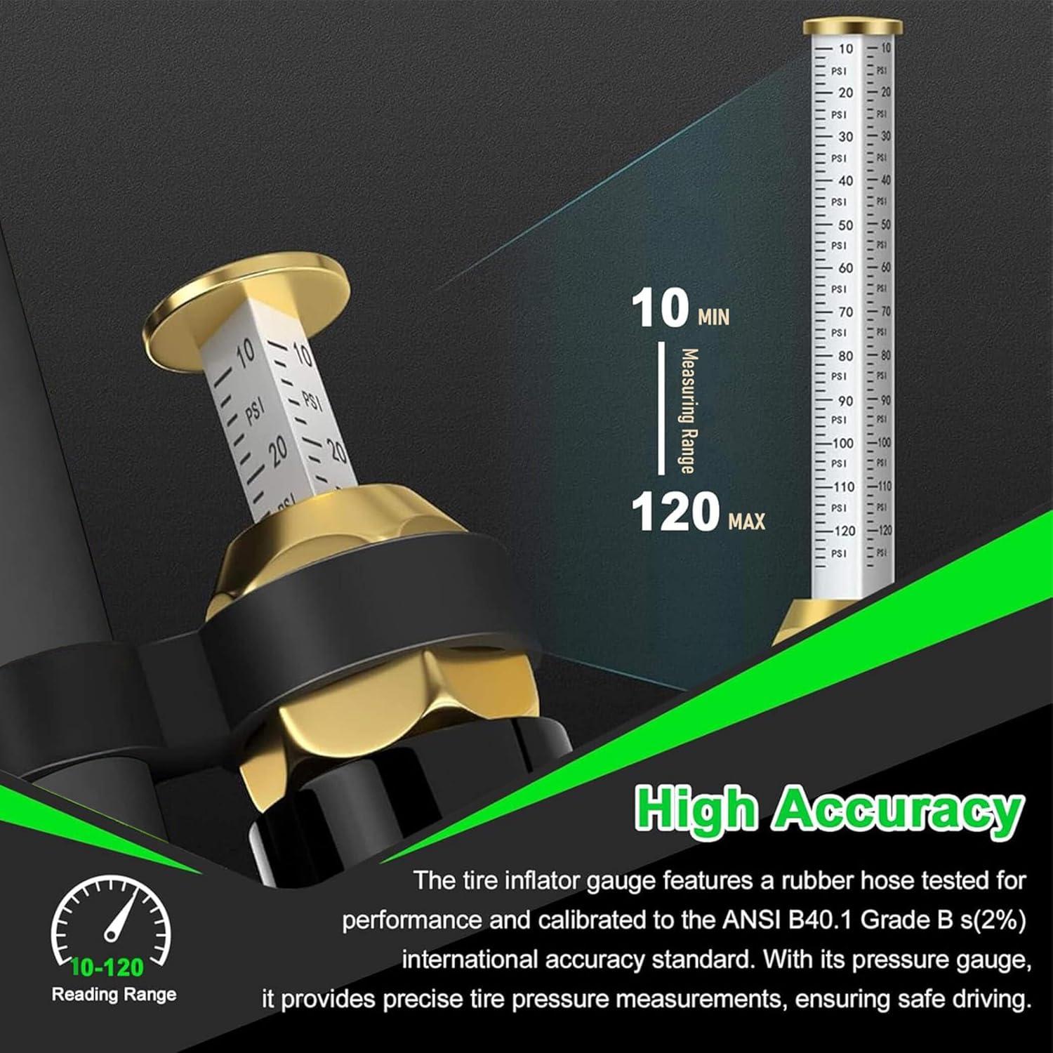 Inflador de Neumáticos LOGOL QYB-1J con Manómetro 10-120 PSI