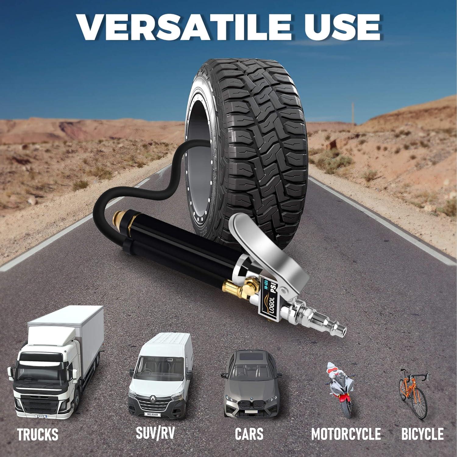 Inflador de Neumáticos LOGOL QYB-1J con Manómetro 10-120 PSI