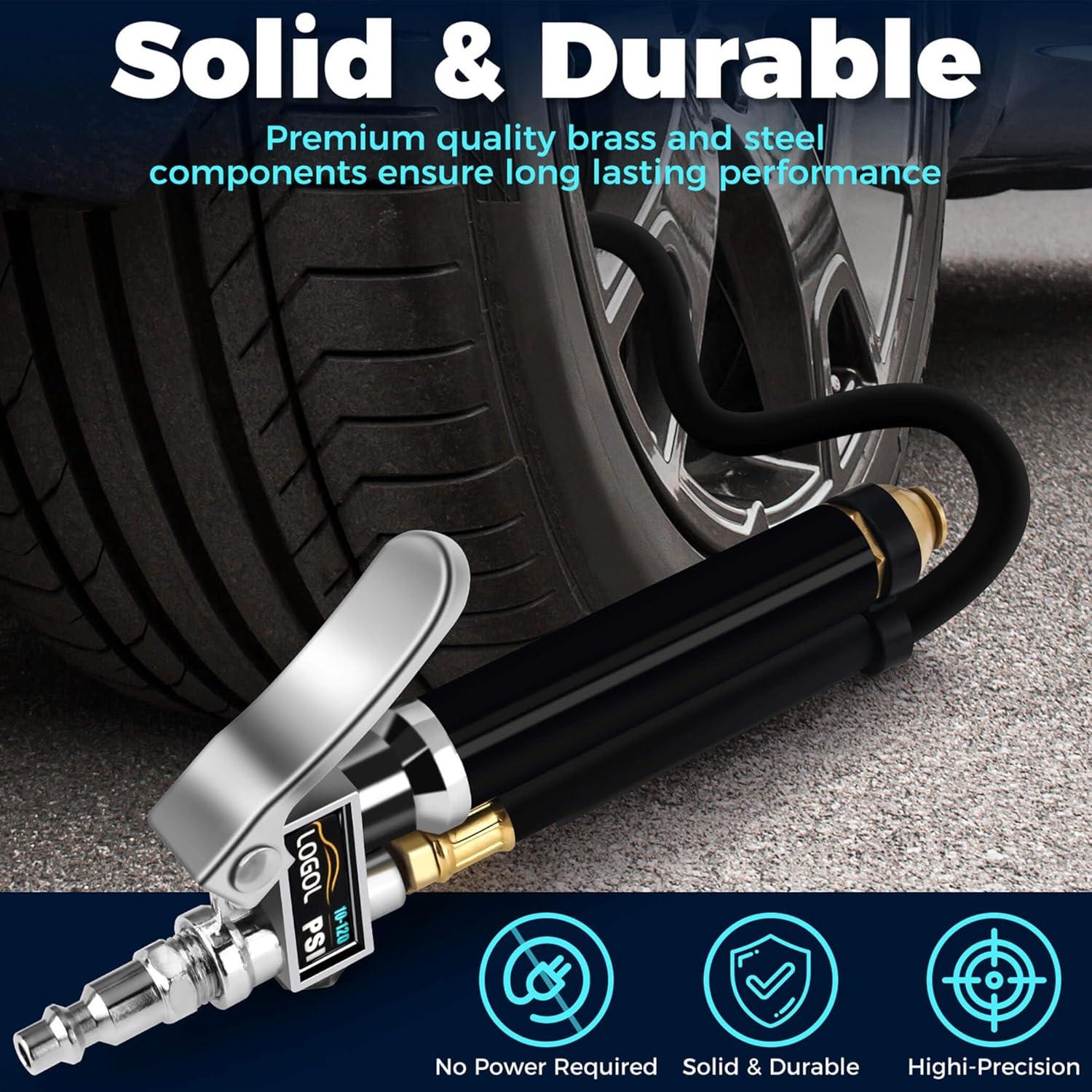 Inflador de Neumáticos LOGOL QYB-1J con Manómetro 10-120 PSI