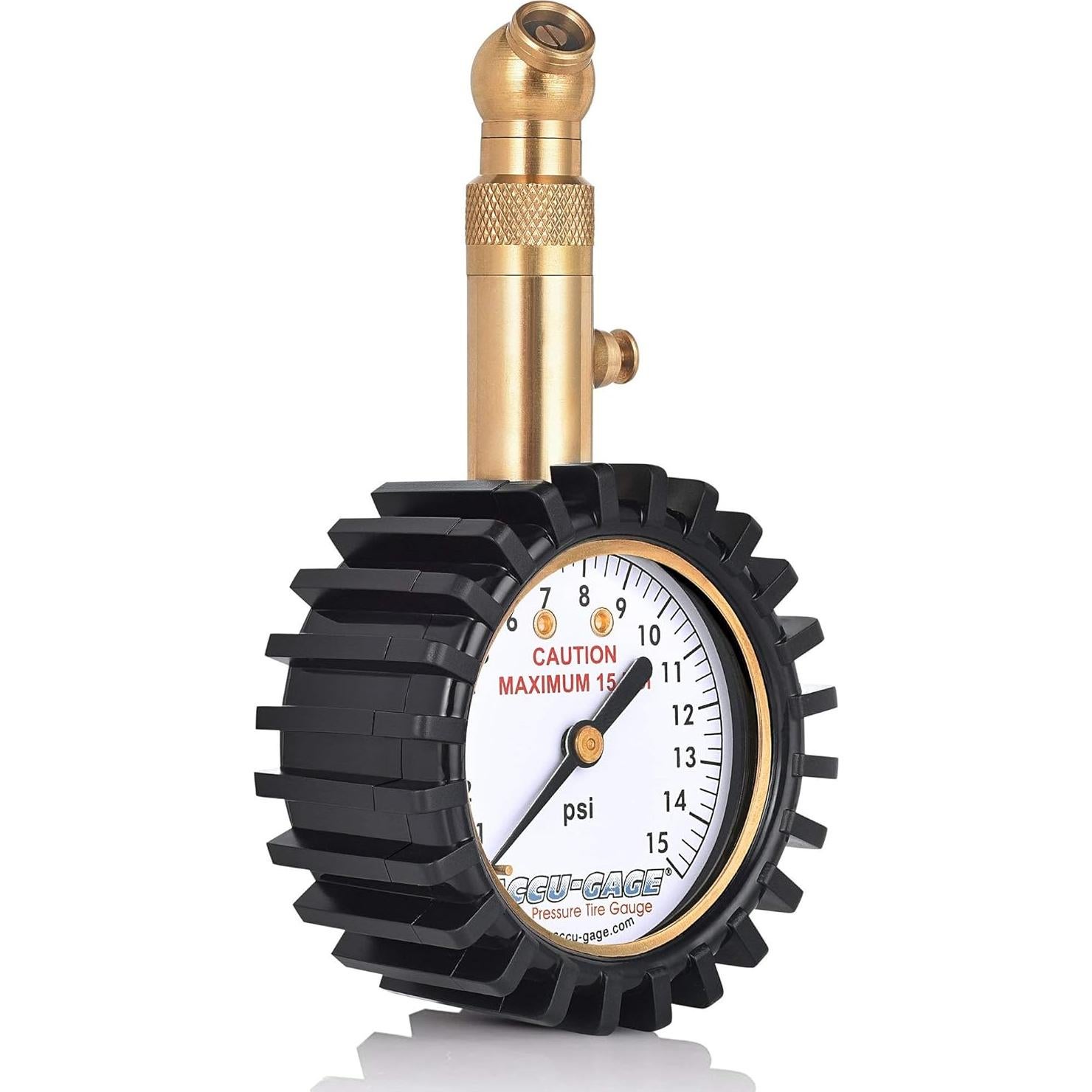 Medidor de Presión de Neumáticos Accu-Gage 15 PSI con Protector