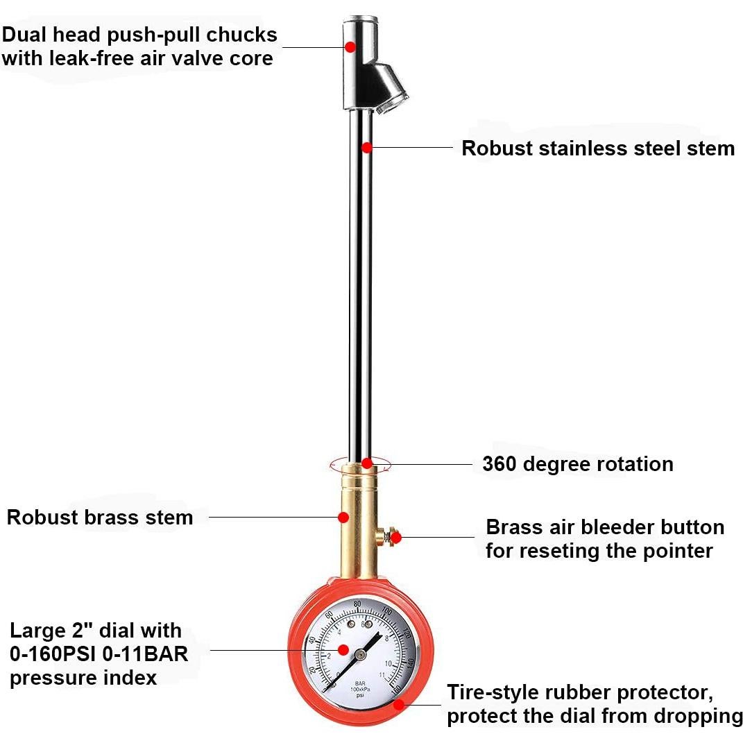 Medidor Mecánico de Presión de Neumáticos CZC AUTO 0-11bar