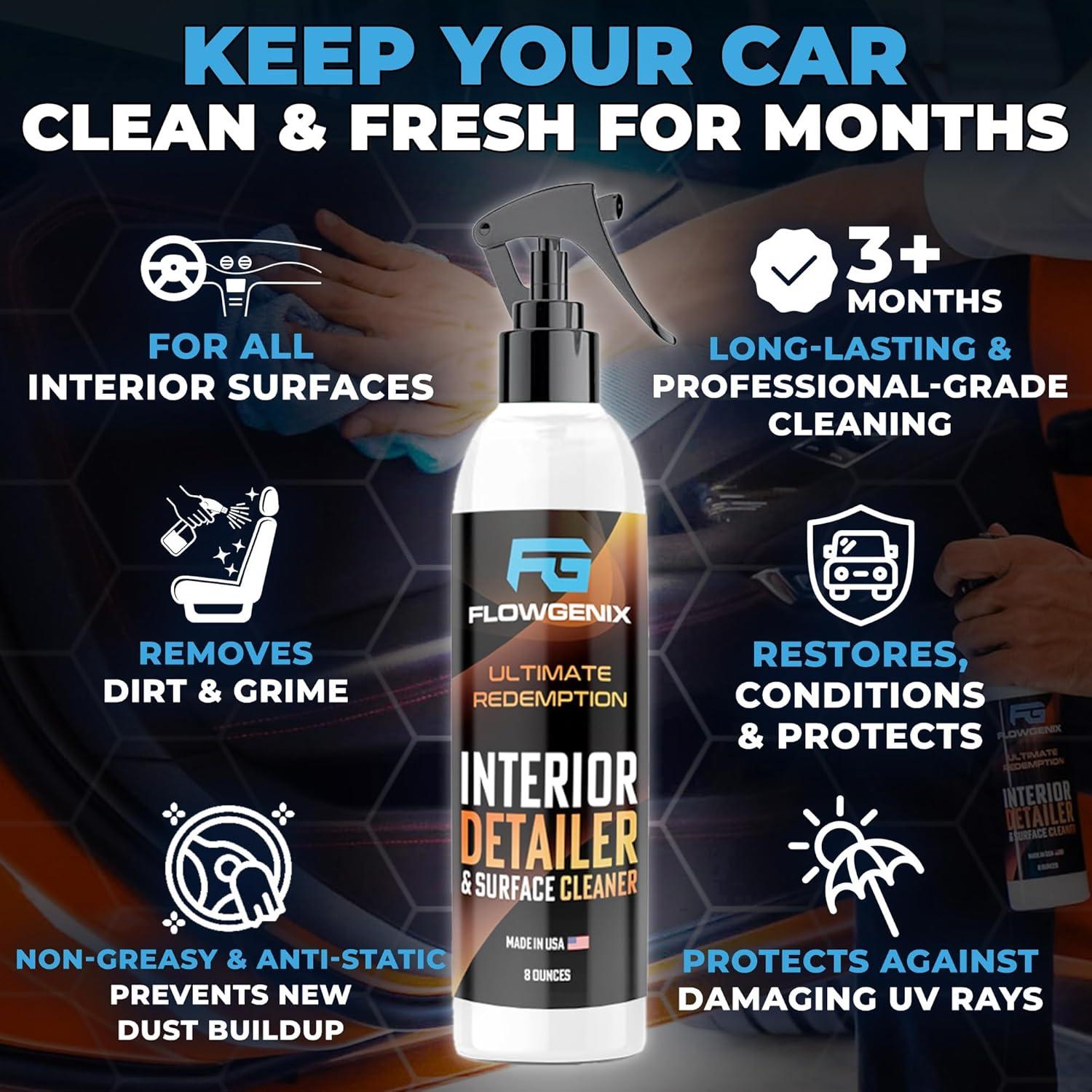 Limpiador y Protector de Interiores Flowgenix 8oz - Detallador Automotriz