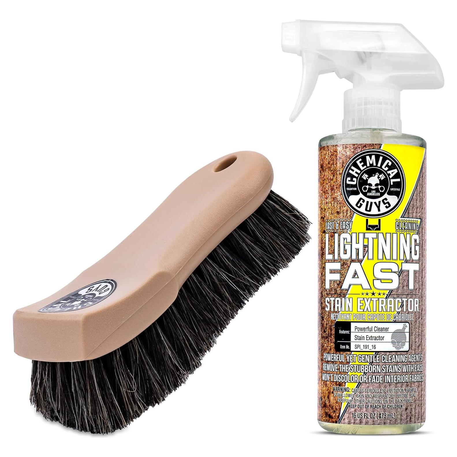 Paquete de limpieza de cuero Chemical Guys con cepillo y extractor