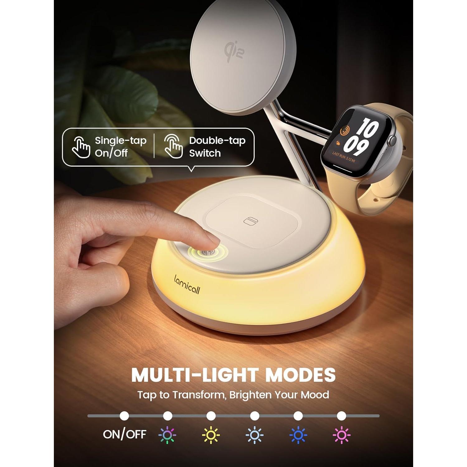 Soporte de Cargador Inalámbrico Lamicall 4 en 1 Qi2 15W