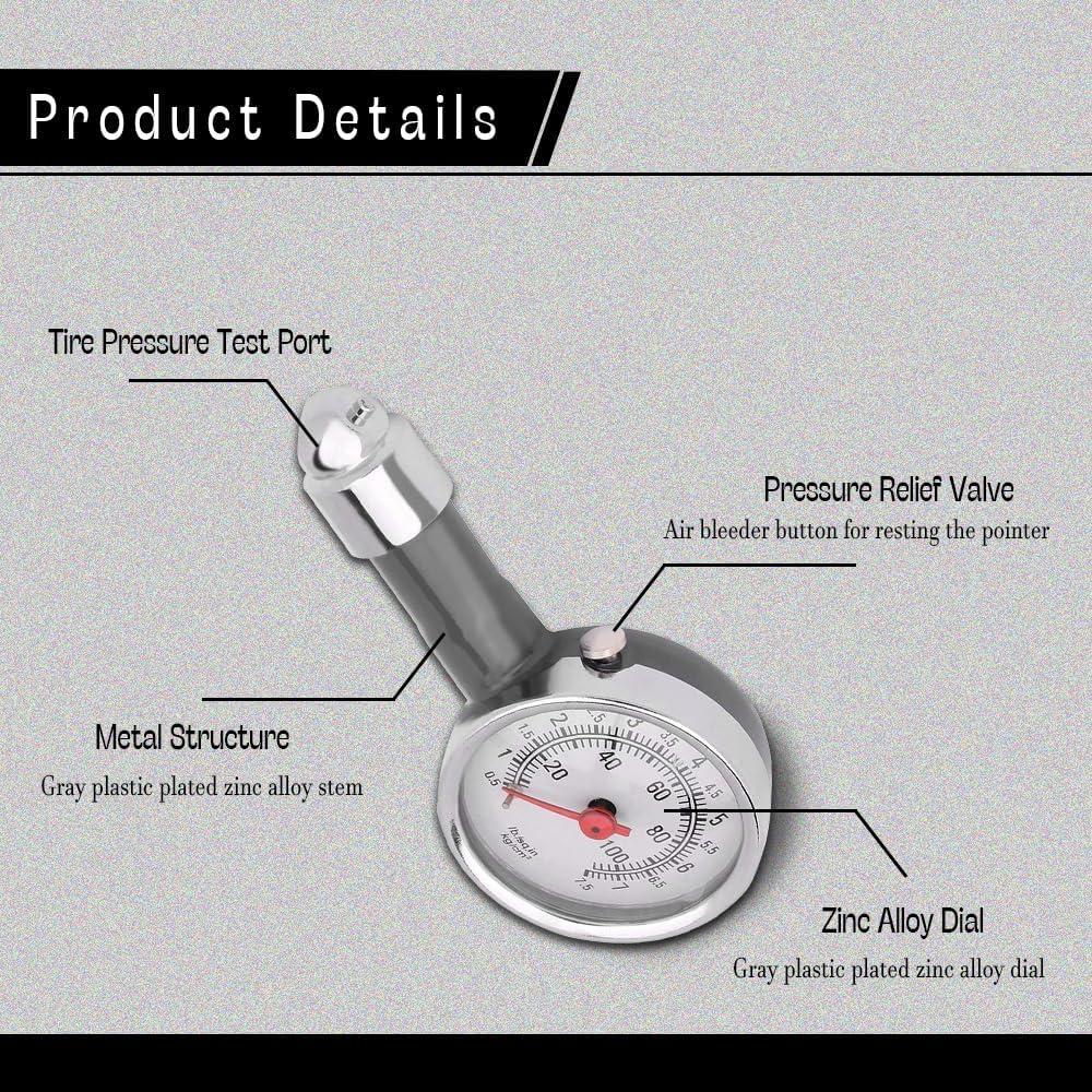 Manómetro de presión de neumáticos CHRYMUM 0-6.89 bar portátil