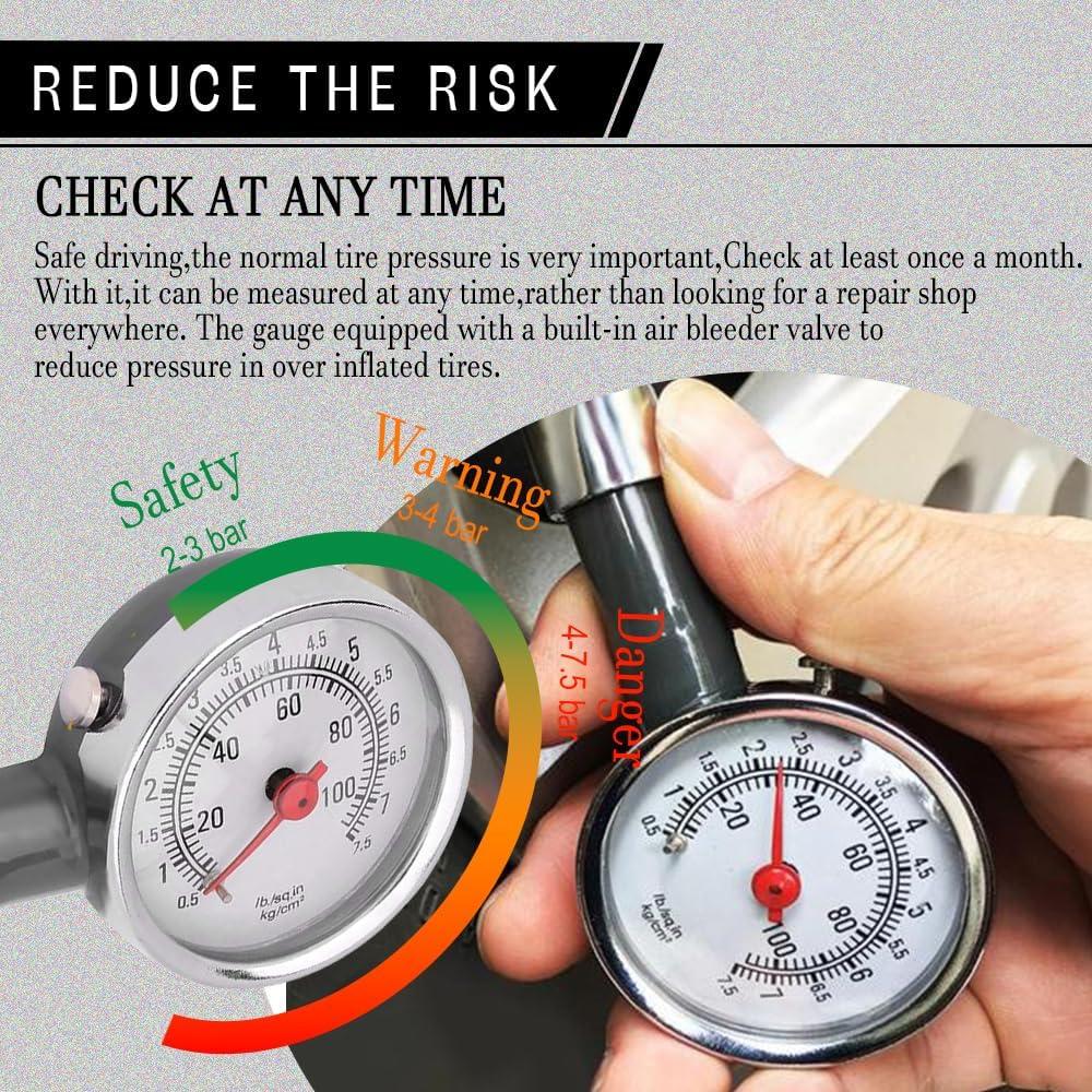 Manómetro de presión de neumáticos CHRYMUM 0-6.89 bar portátil