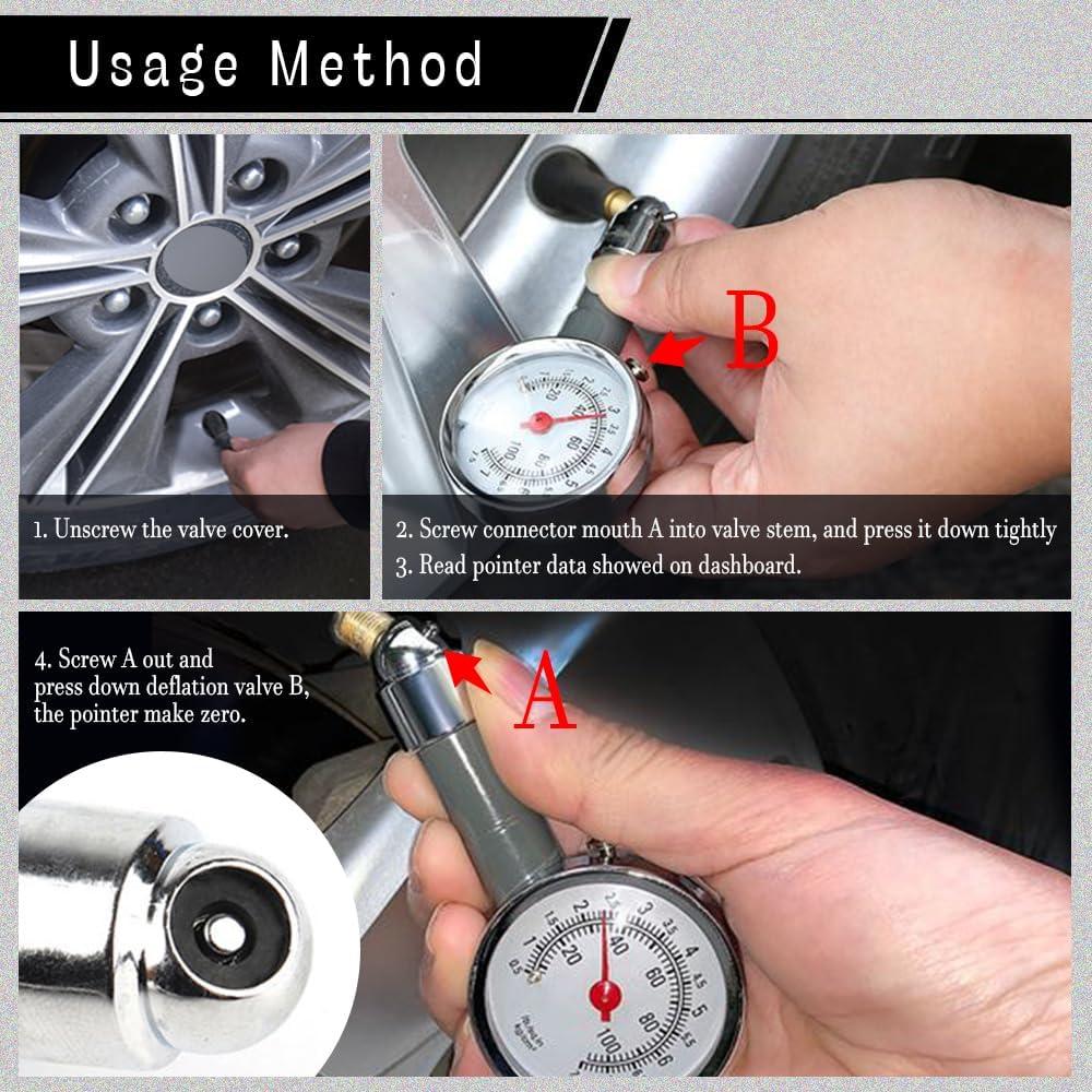 Manómetro de presión de neumáticos CHRYMUM 0-6.89 bar portátil