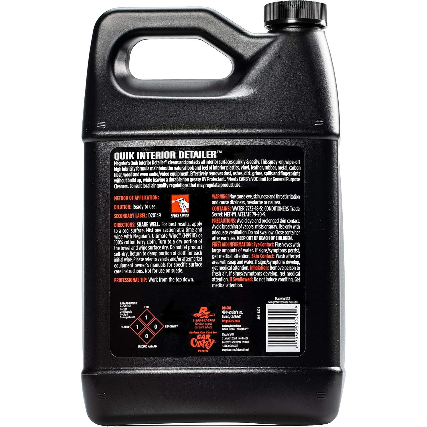 Detallador Quik para Interiores Meguiar's 3.79L Limpieza y Protección