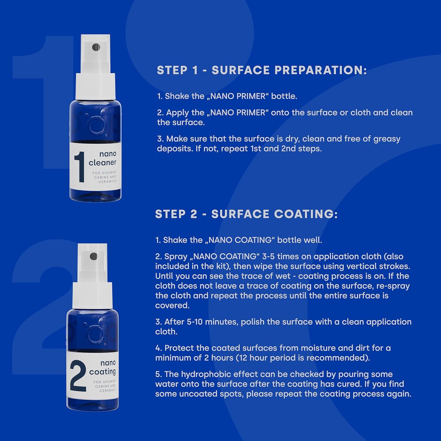 Kit de recubrimiento de vidrio nano 2 en 1 Nanotekas - Protector para ducha y cerámica