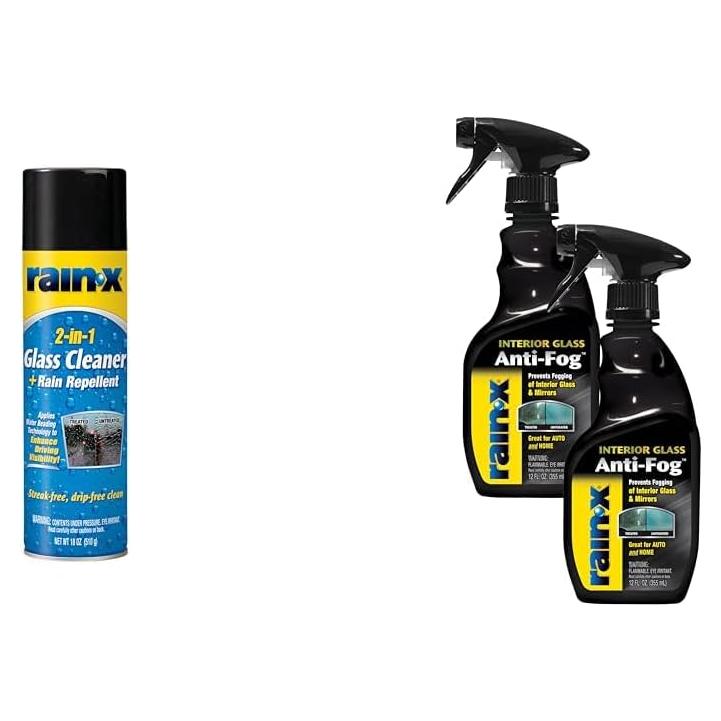 Paquete Cuidado Cristales Rain-X 2-en-1 18 oz + Antivaho 12 oz