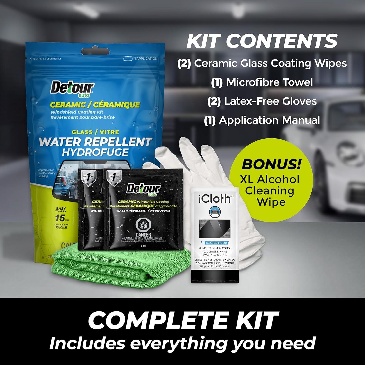 Kit de recubrimiento cerámico Detour para parabrisas - Hidrofóbico