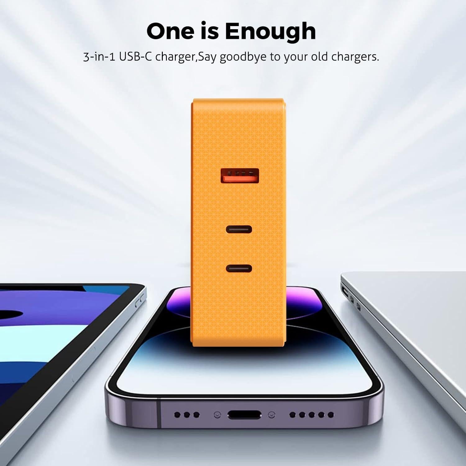 Cargador Taifu 100W USB-C Mini GaN 3 Puertos Carga Rápida