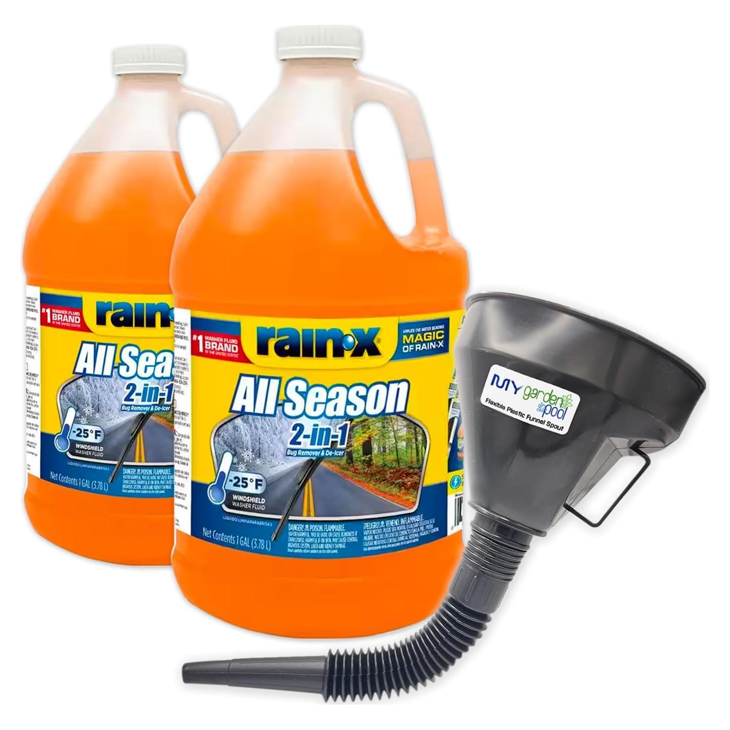 Rain-X 2-en-1 Líquido Limpiaparabrisas 3.78L x2 + Embudo