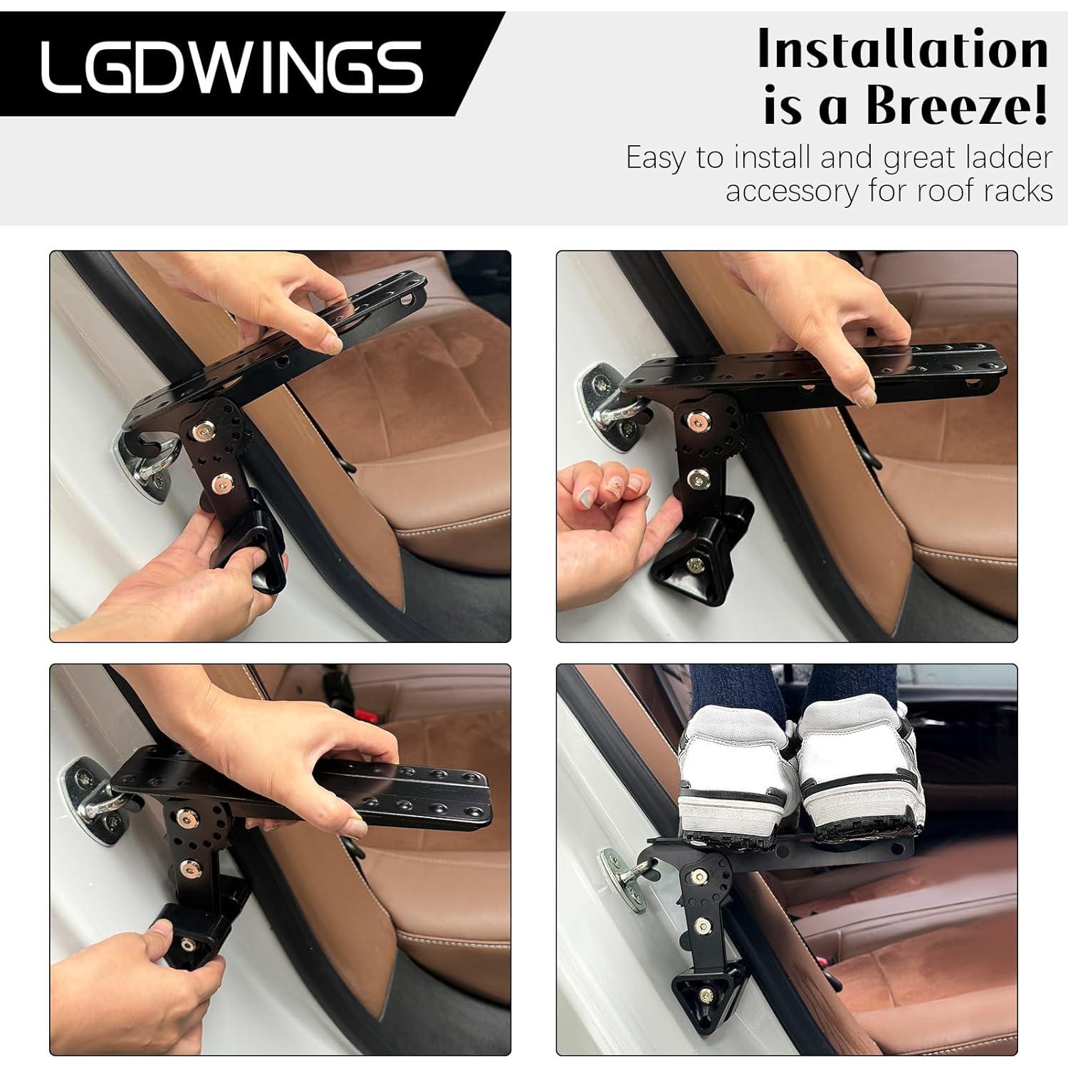 Escalón de puerta de coche LGDWINGS plegable 181 kg negro