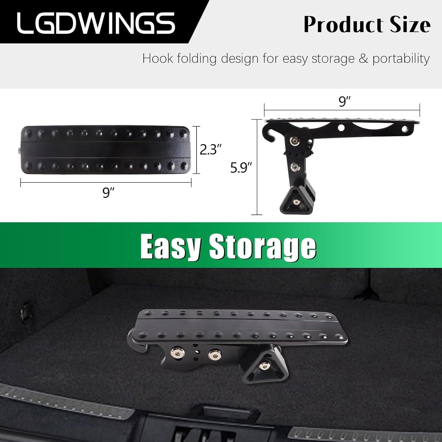 Escalón de puerta de coche LGDWINGS plegable 181 kg negro