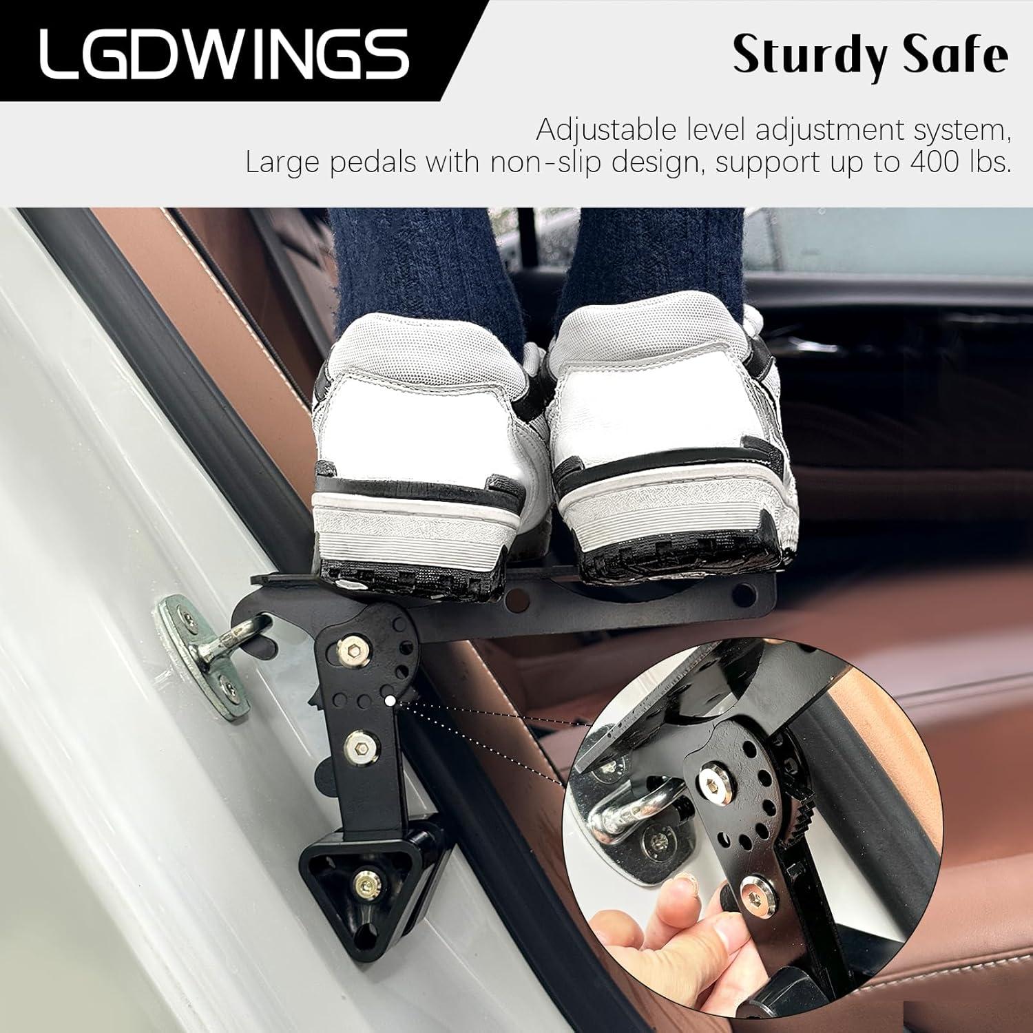 Escalón de puerta de coche LGDWINGS plegable 181 kg negro